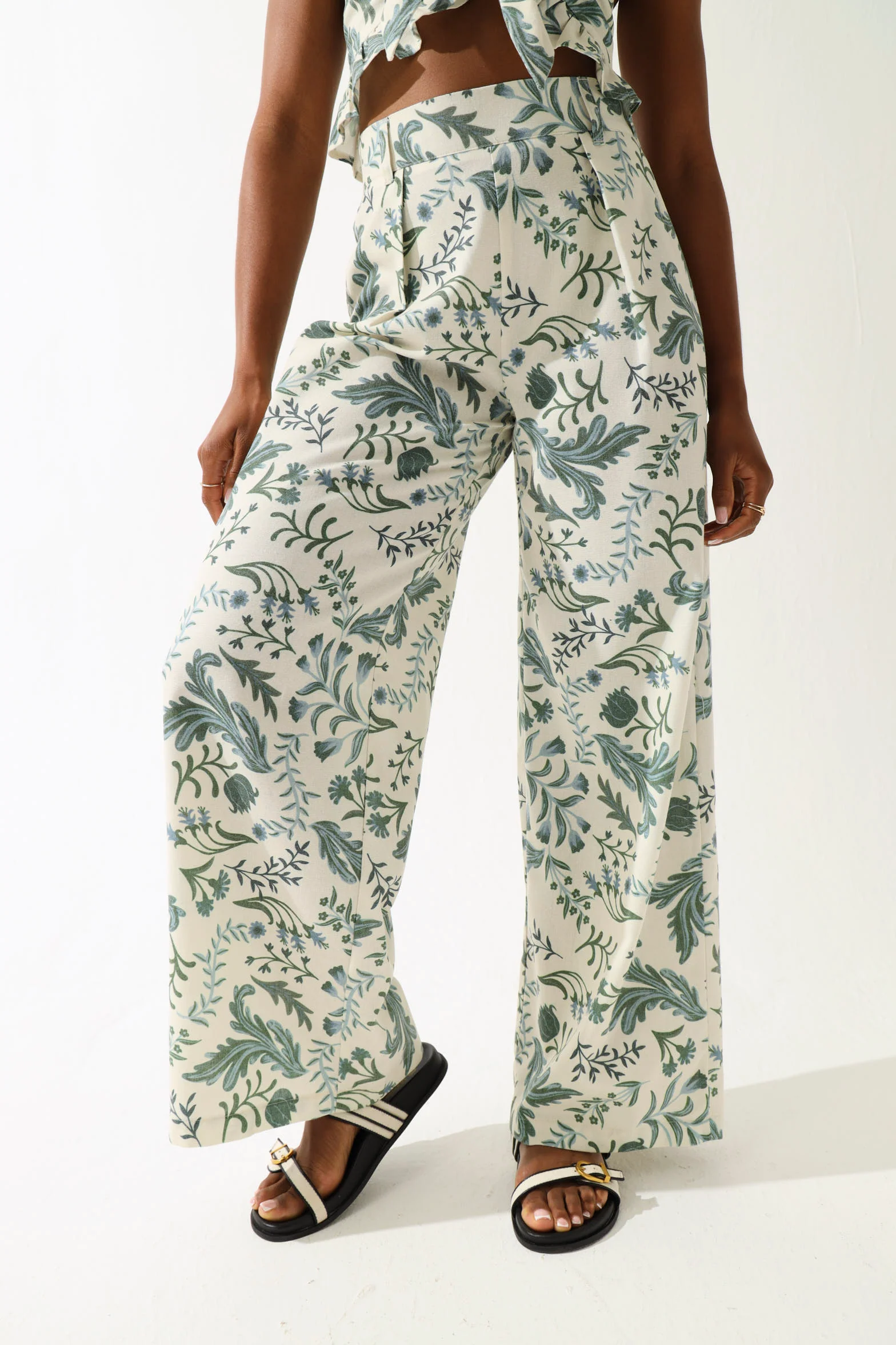 Printed Linen Look Pants - Multi