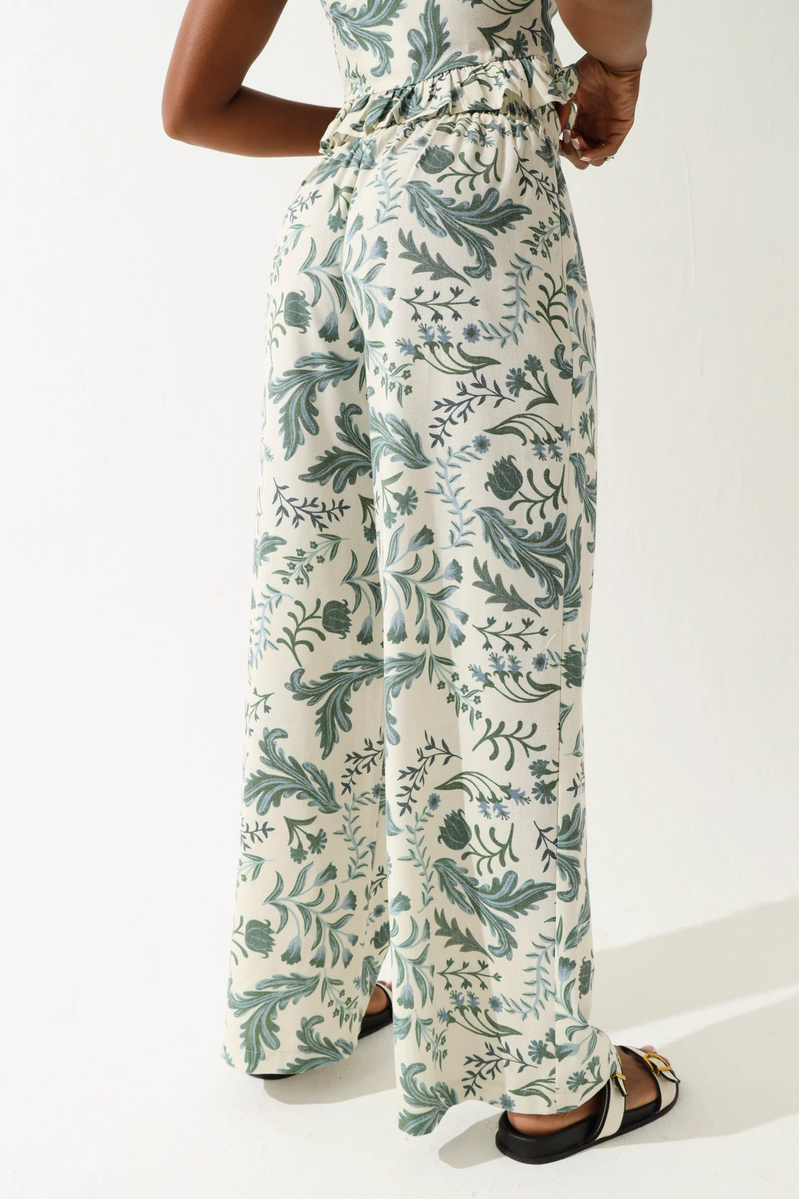 Printed Linen Look Pants - Multi - Image 4