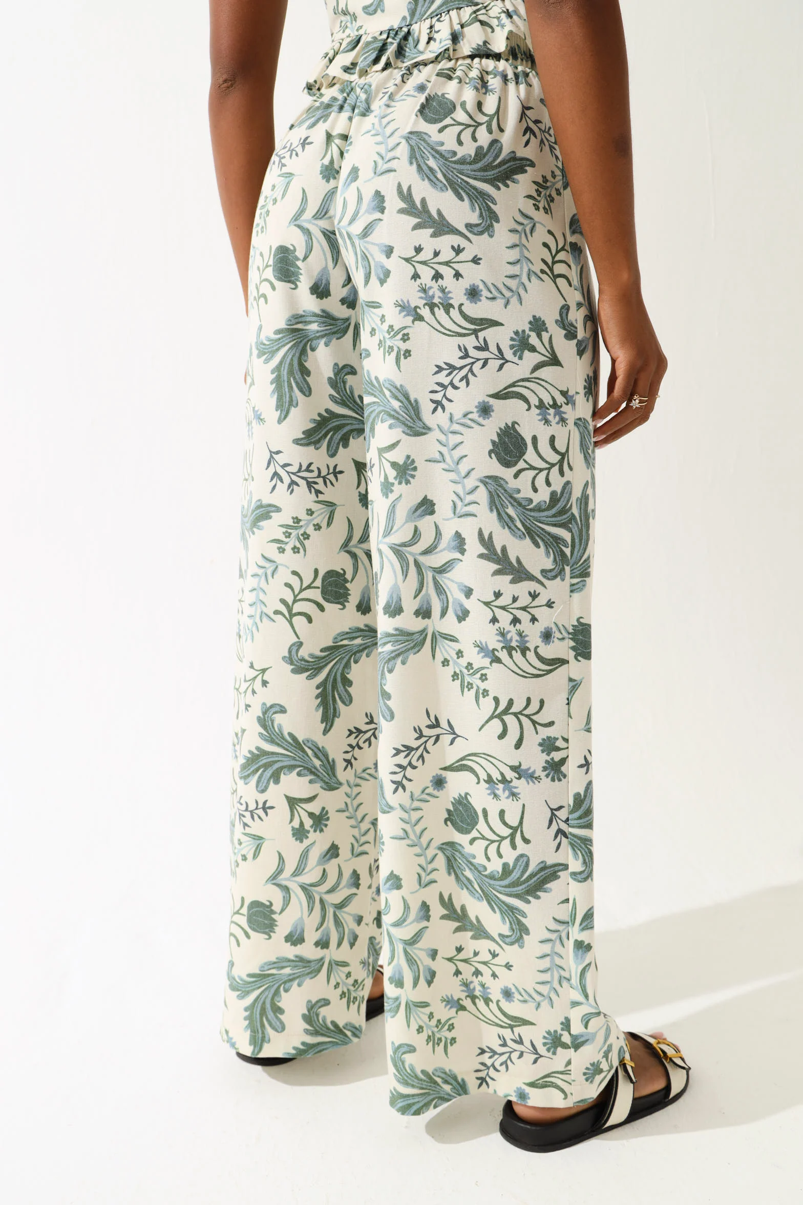 Printed Linen Look Pants - Multi - Image 5
