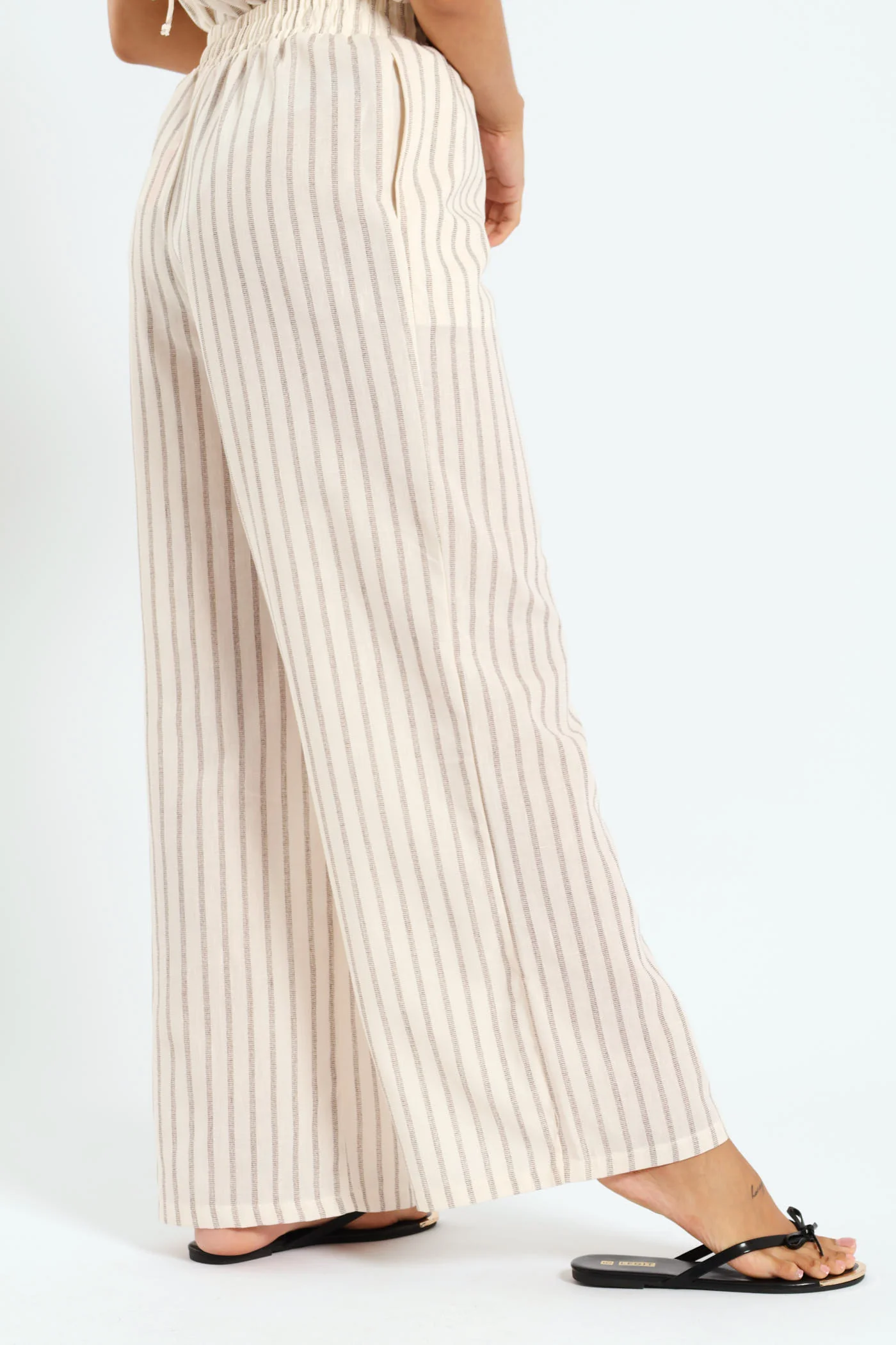 Printed Linen Look Wideleg Pants - Multi - Image 3