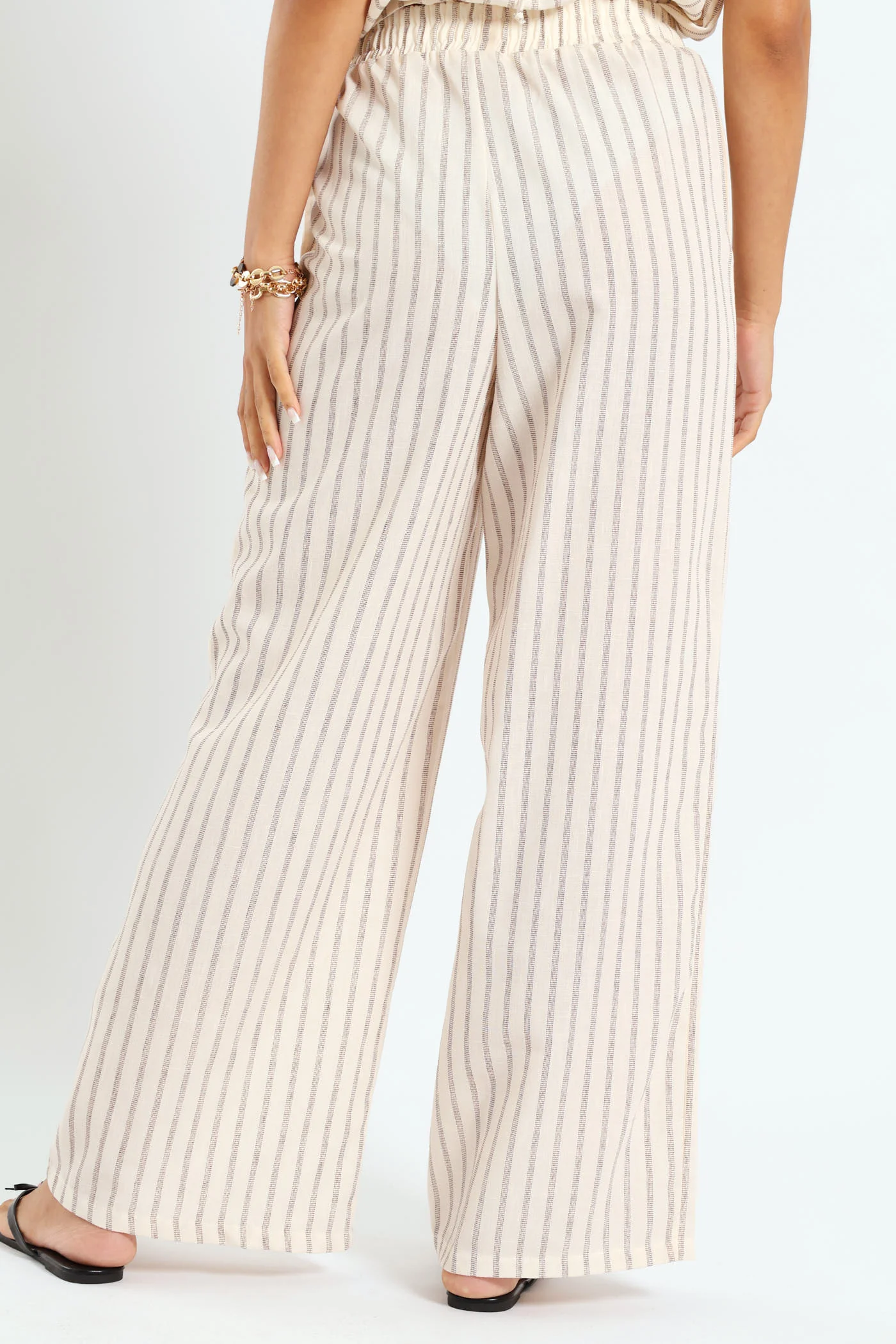 Printed Linen Look Wideleg Pants - Multi - Image 4