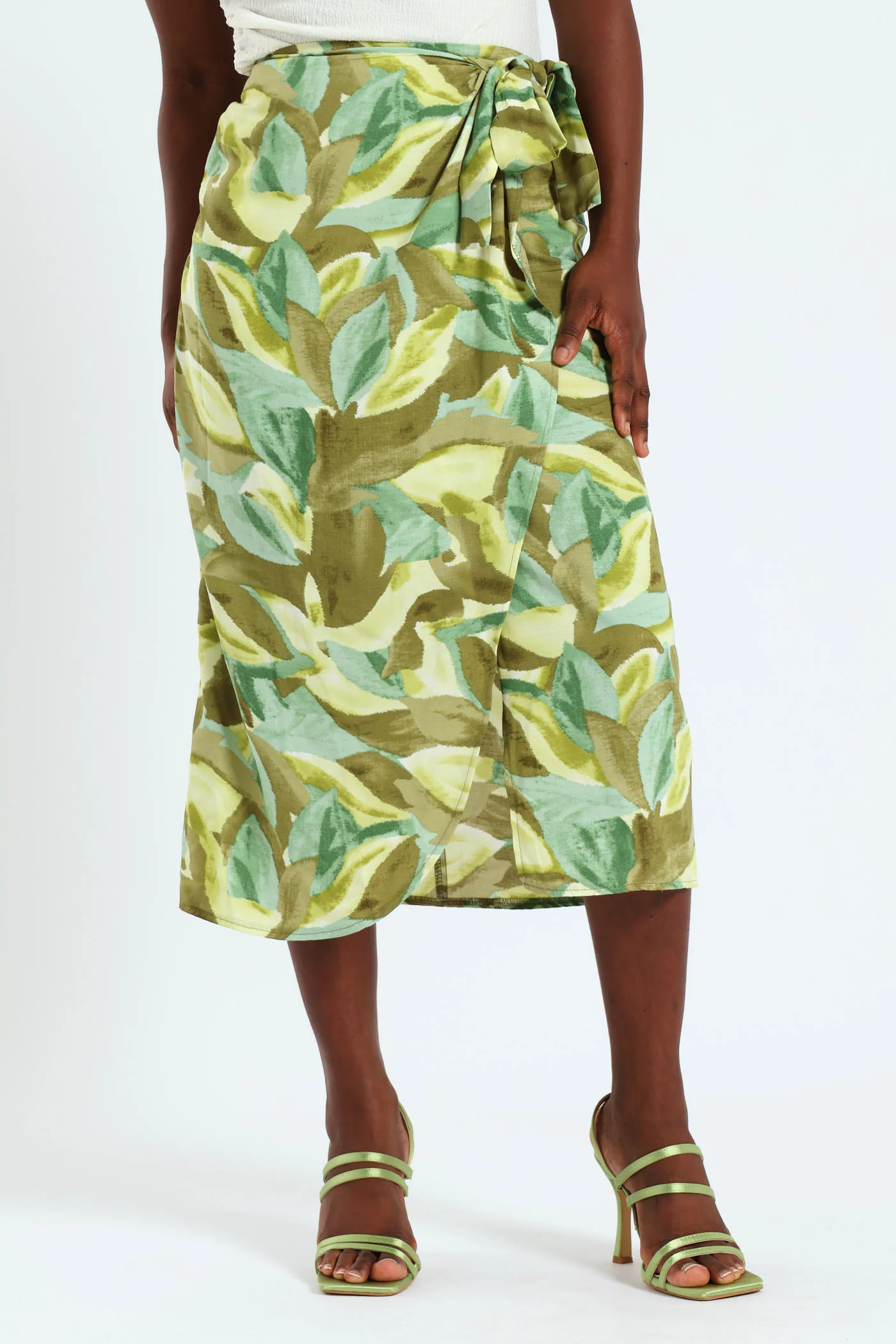 Printed Midi Wrap Skirt - Multi