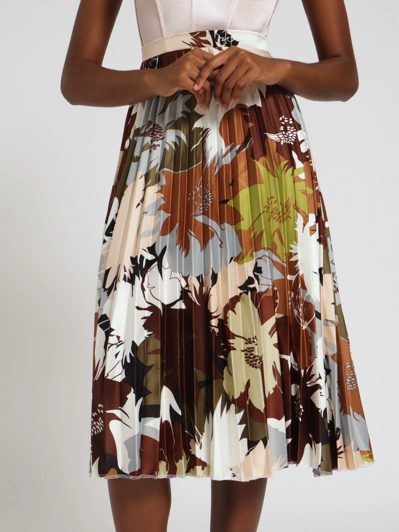 Printed Pleated Skirt - Floral - Image 2