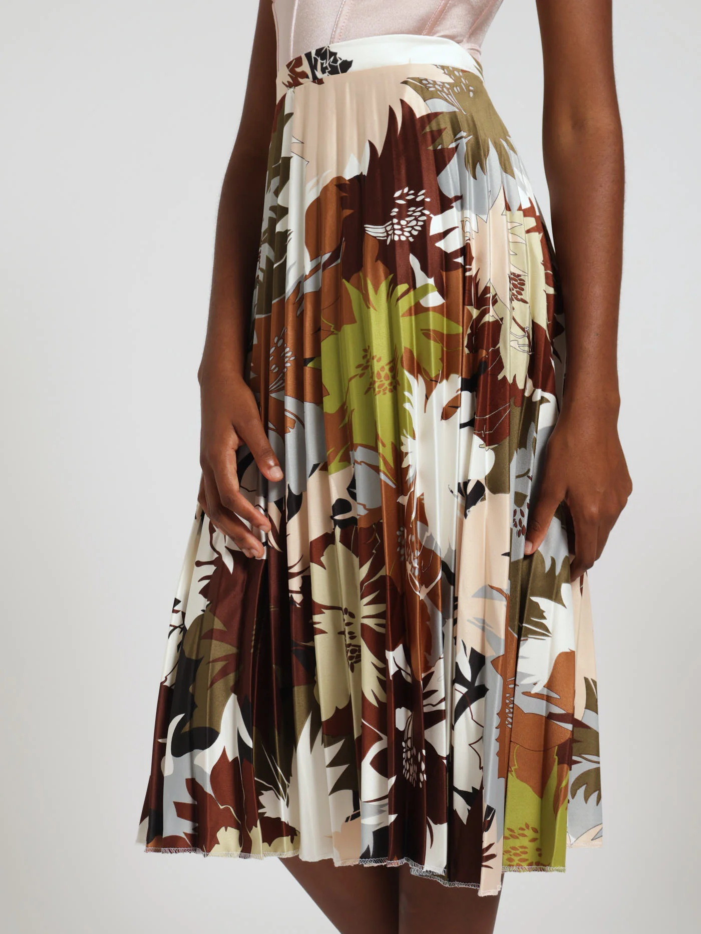 Printed Pleated Skirt - Floral - Image 3
