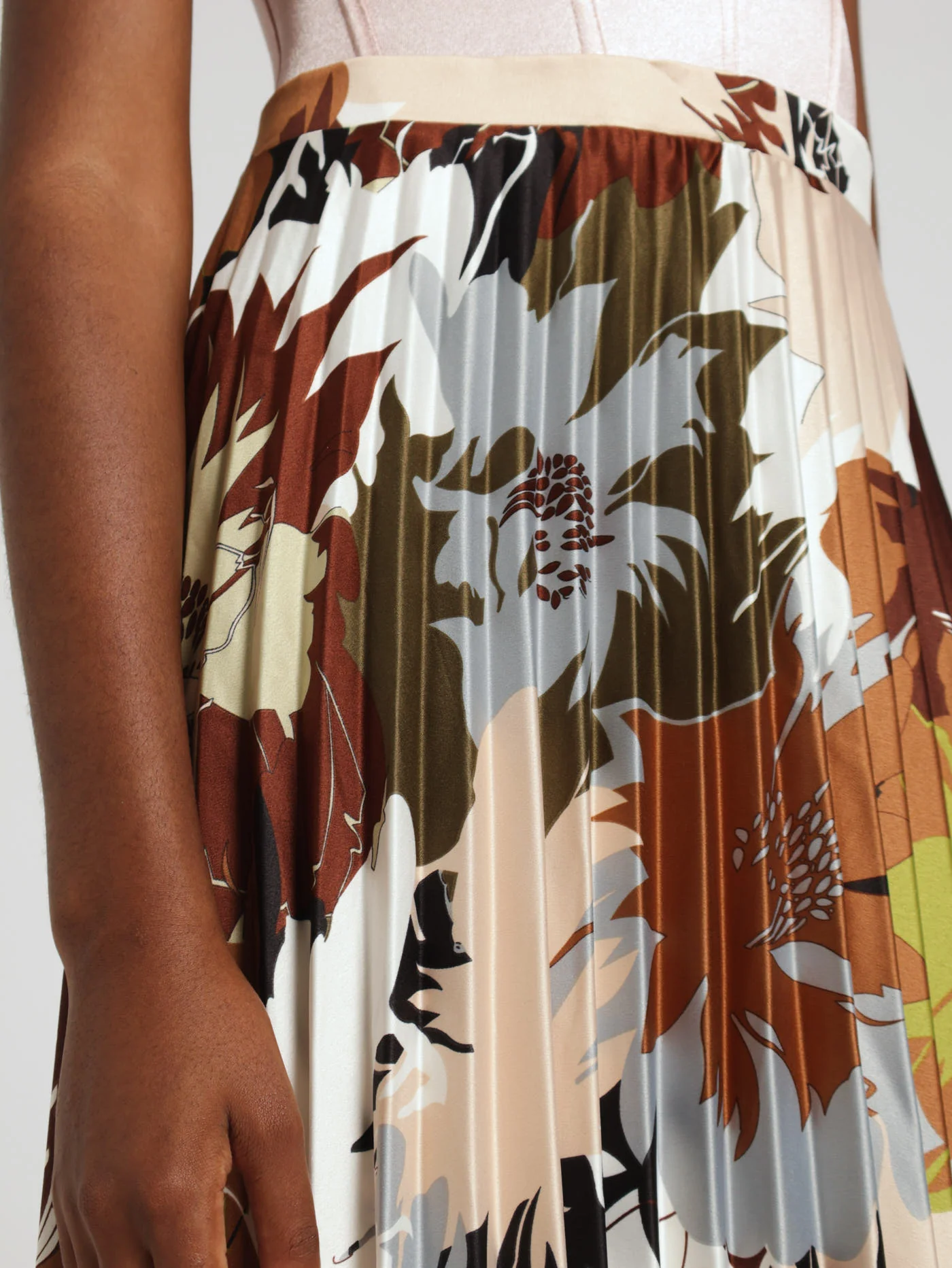 Printed Pleated Skirt - Floral - Image 5