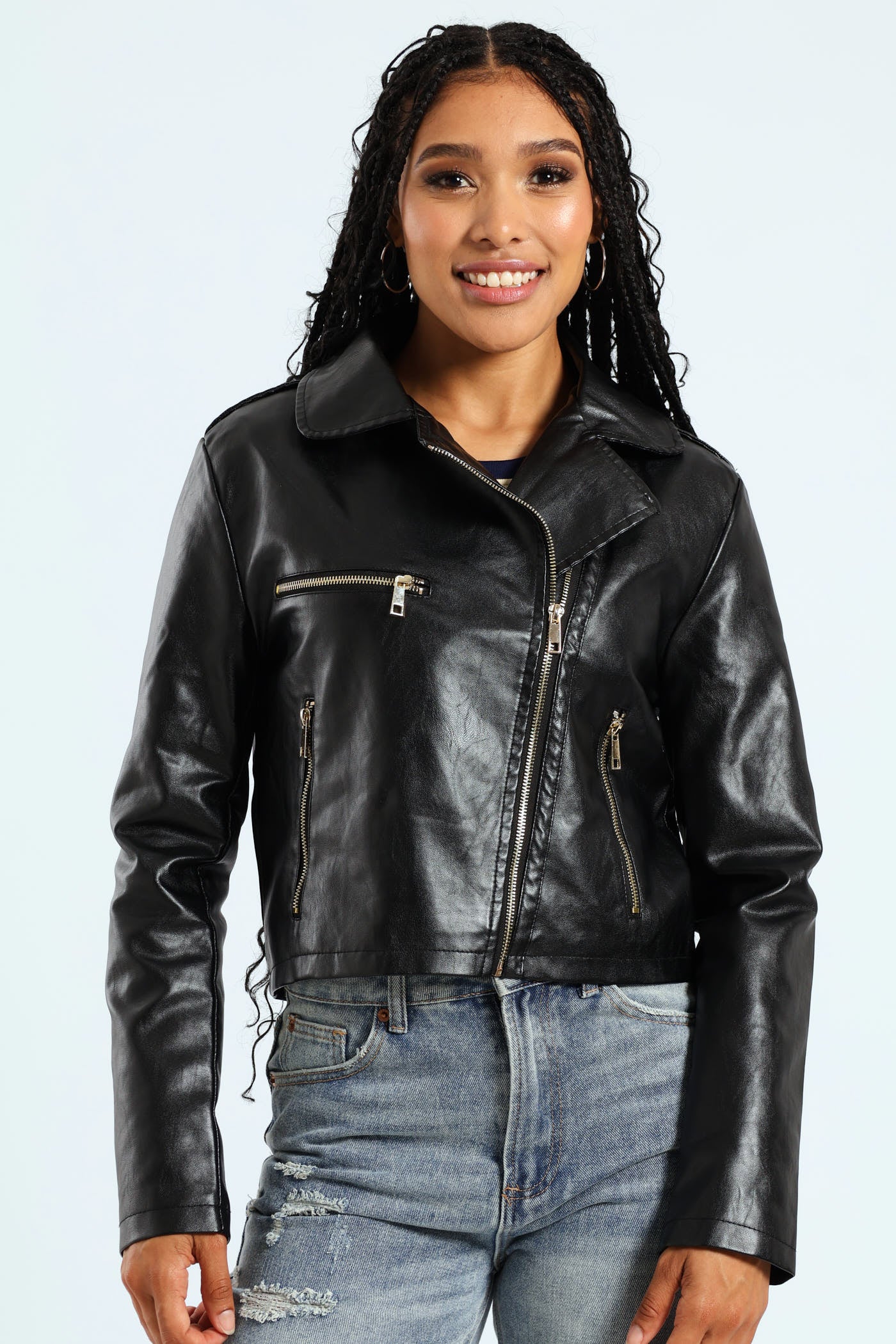 PU Biker Jacket - Black