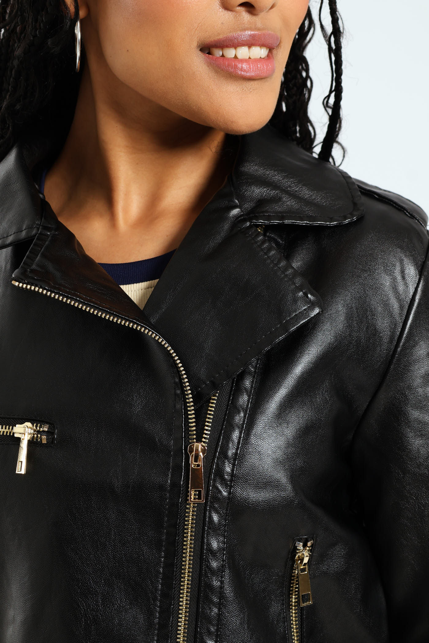 PU Biker Jacket - Black - Image 3