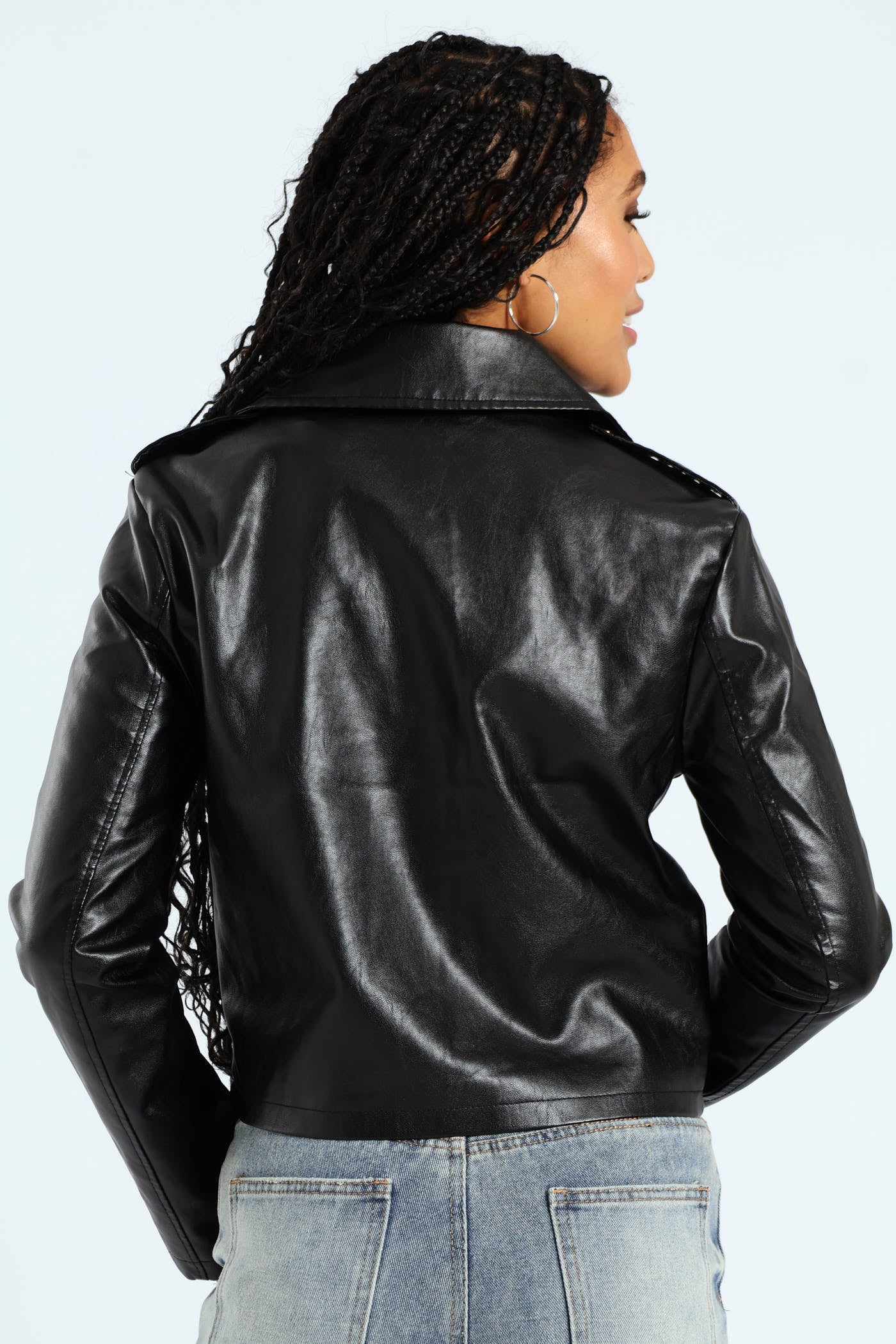 PU Biker Jacket - Black - Image 5