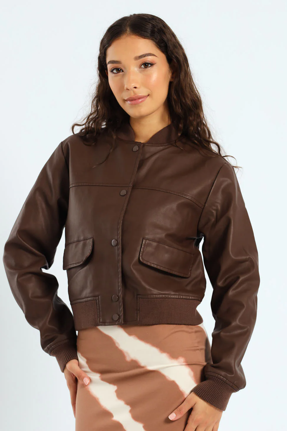 PU Bomber Jacket - Bitter Chocolate