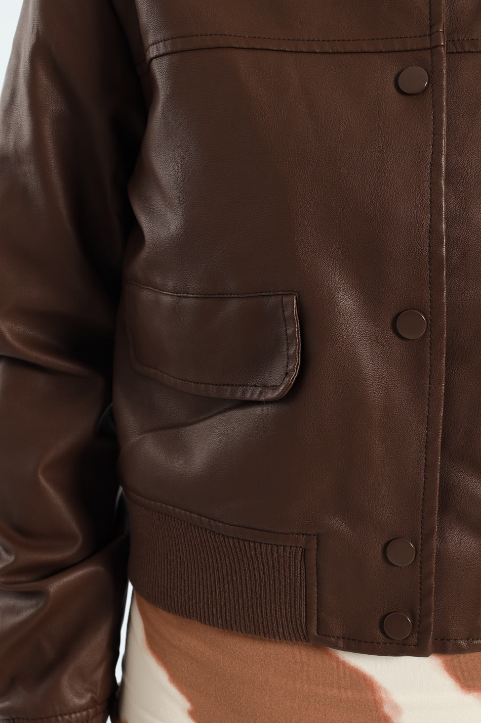 PU Bomber Jacket - Bitter Chocolate - Image 5