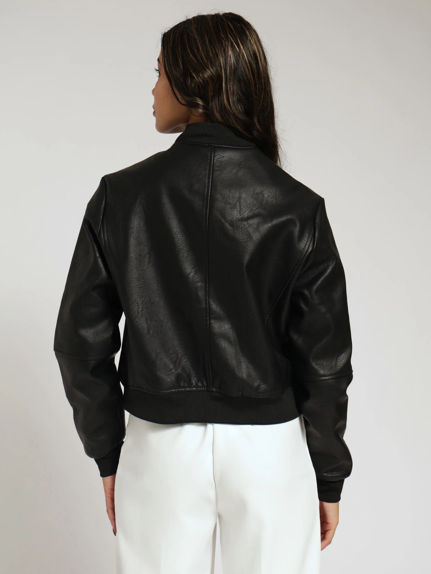 Pu Bomber Jacket - Black - Image 3