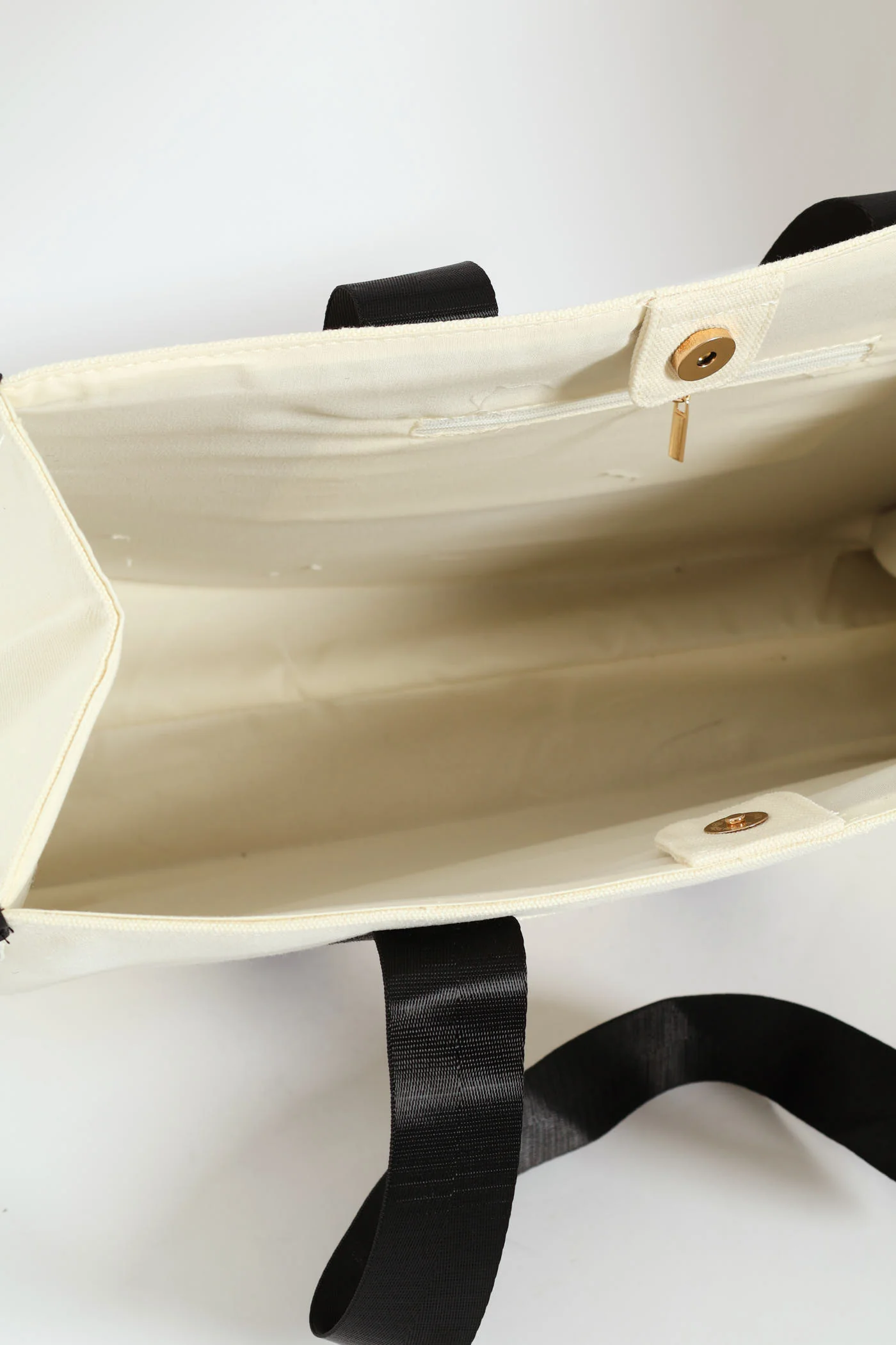PU Branded Contrast Everyday Tote Bag - Black/Cream - Image 2