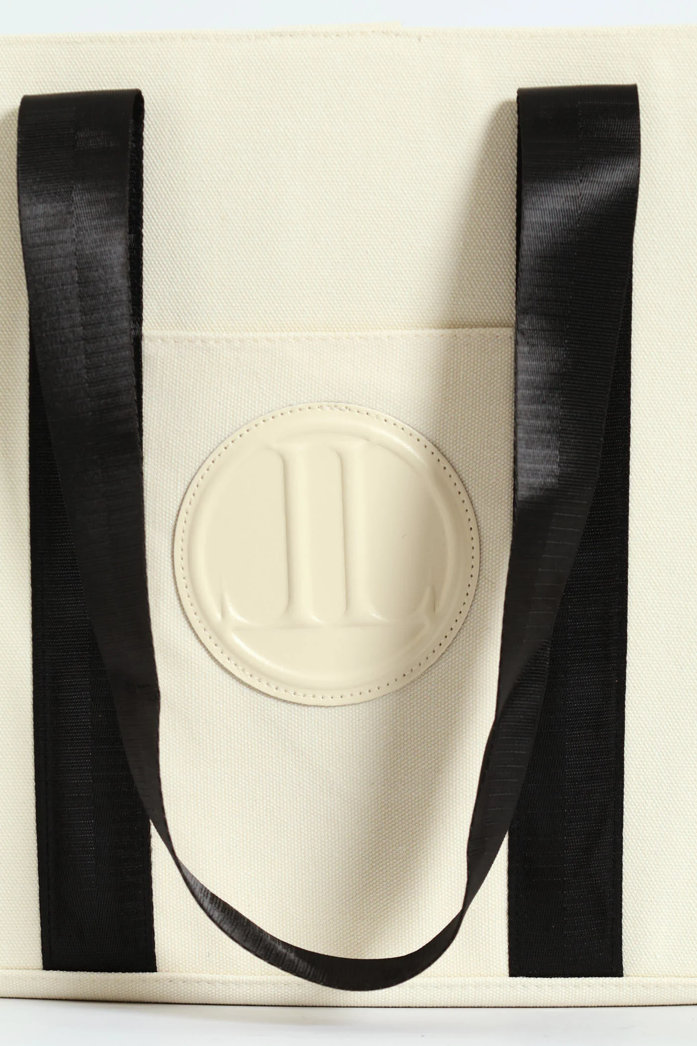 PU Branded Contrast Everyday Tote Bag - Black/Cream - Image 3
