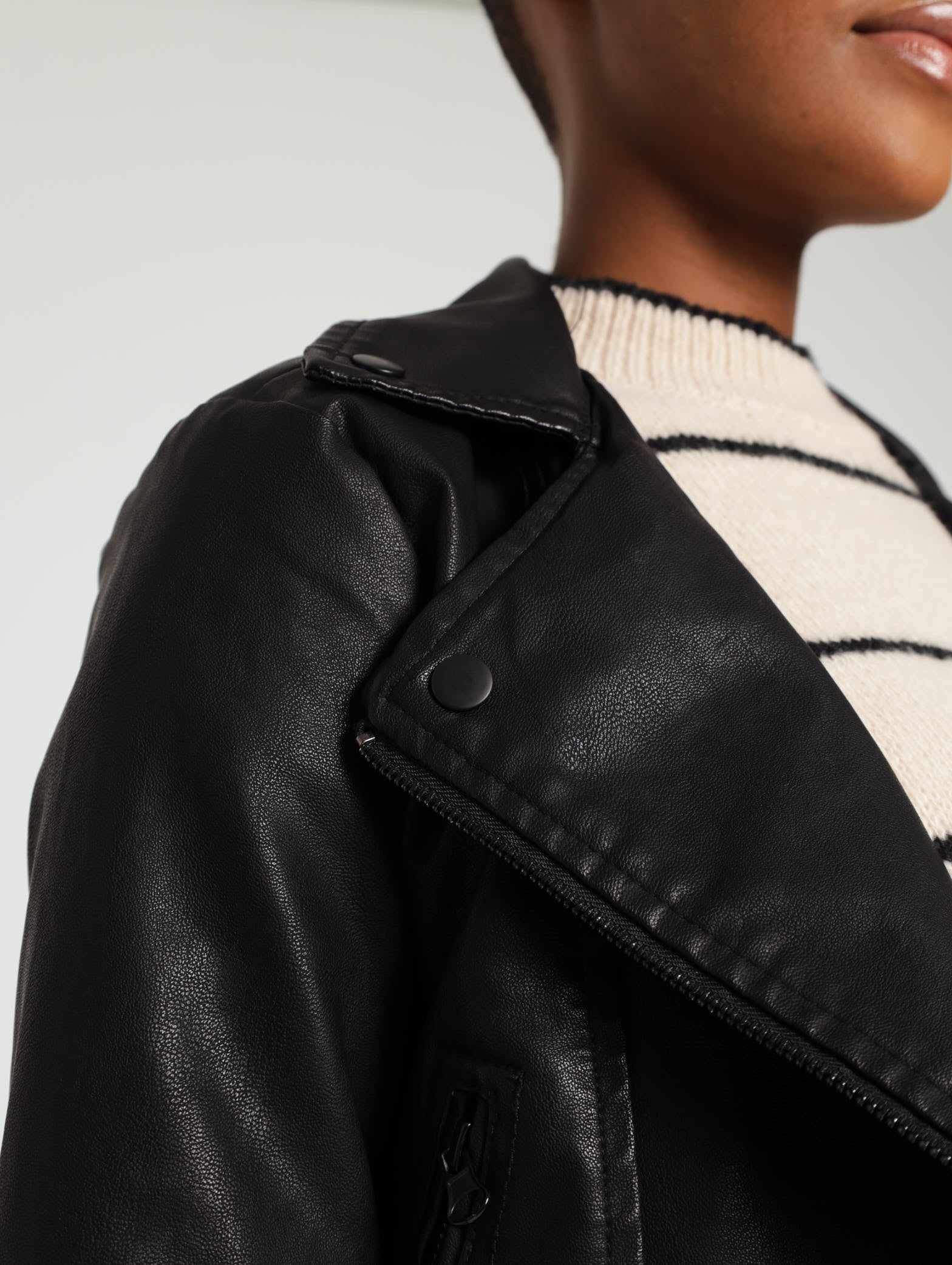 PU Zip Detail Biker Jacket - Image 4