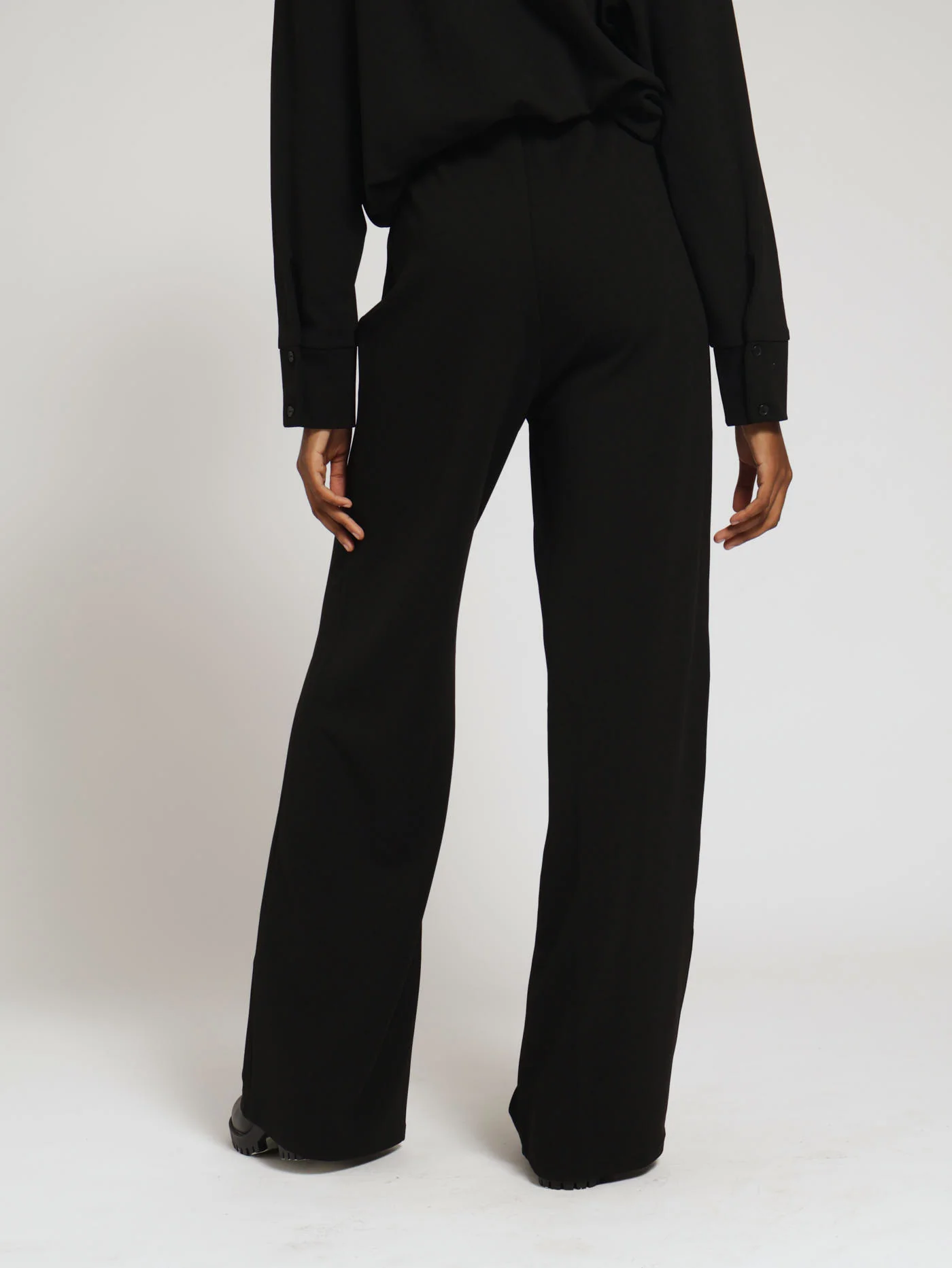 Pull On Pintuck Knit Pants - Black - Image 3
