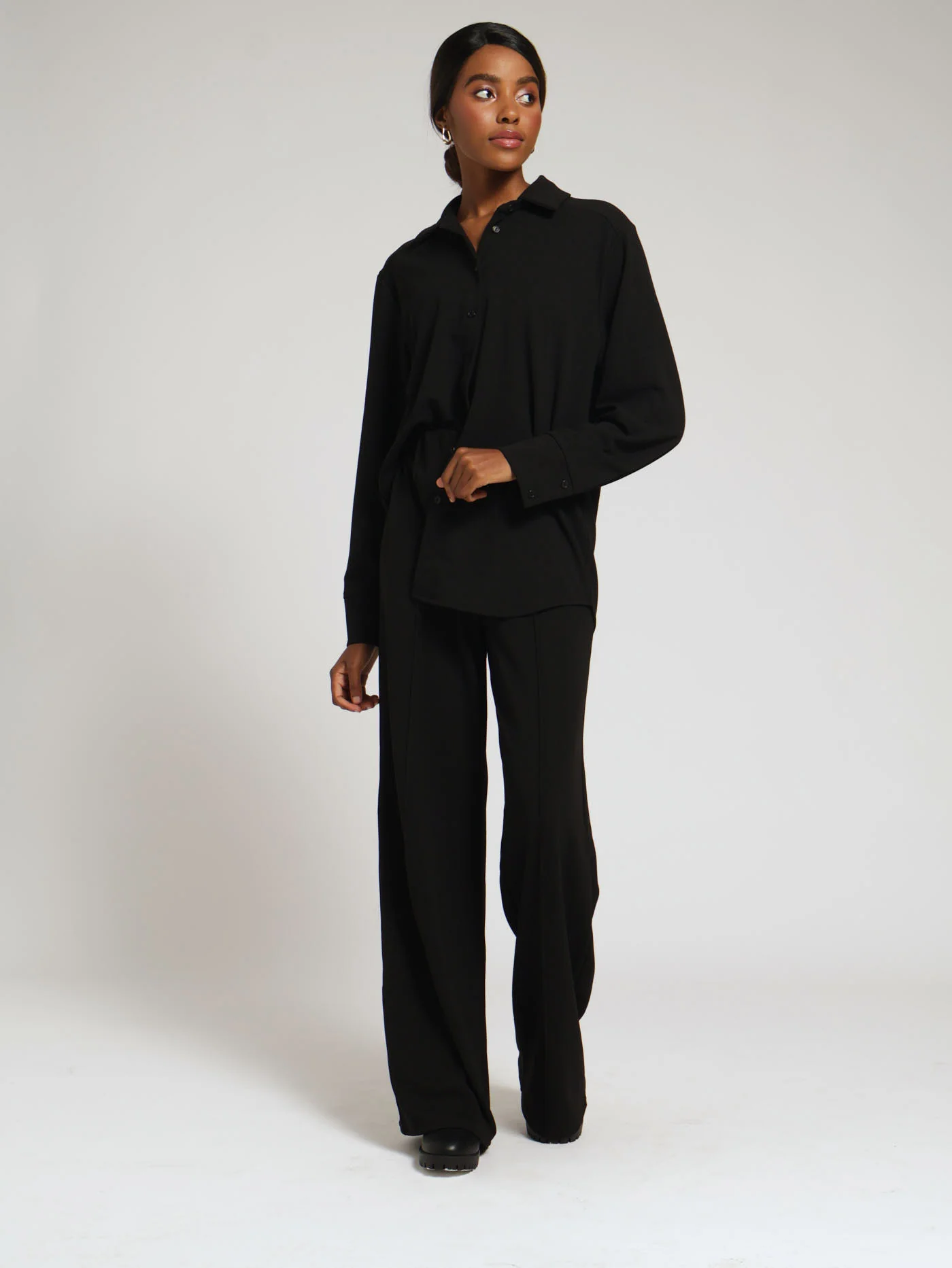 Pull On Pintuck Knit Pants - Black - Image 4