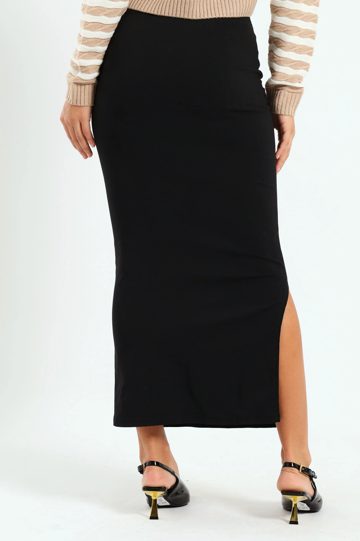 Pull On Skirt With Trim - Black - Image 2