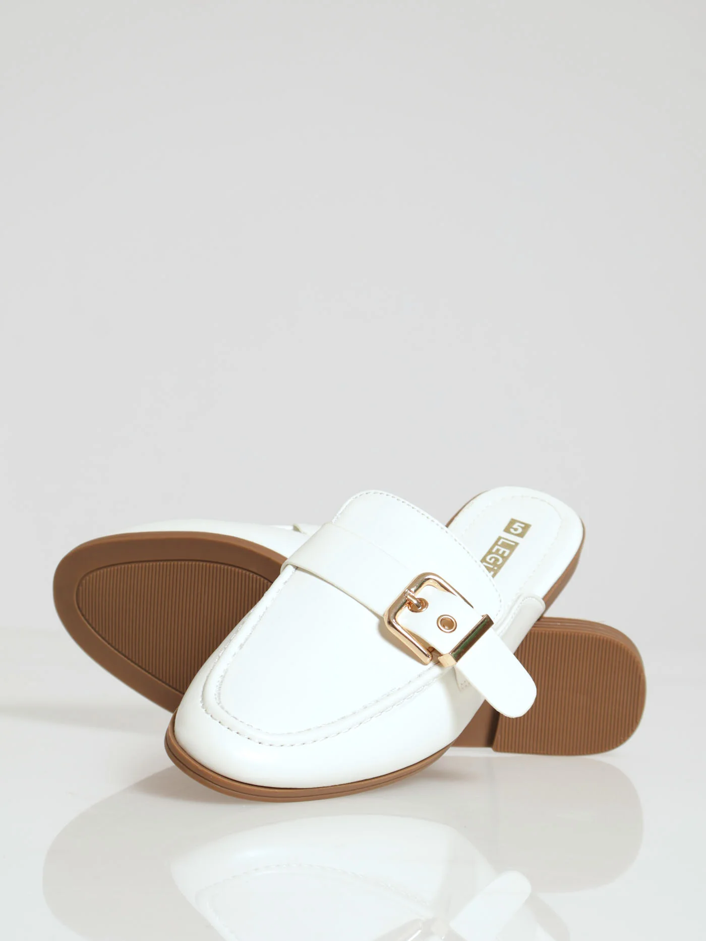 Push In Loafer With Gold Buckle - Off White - Image 5