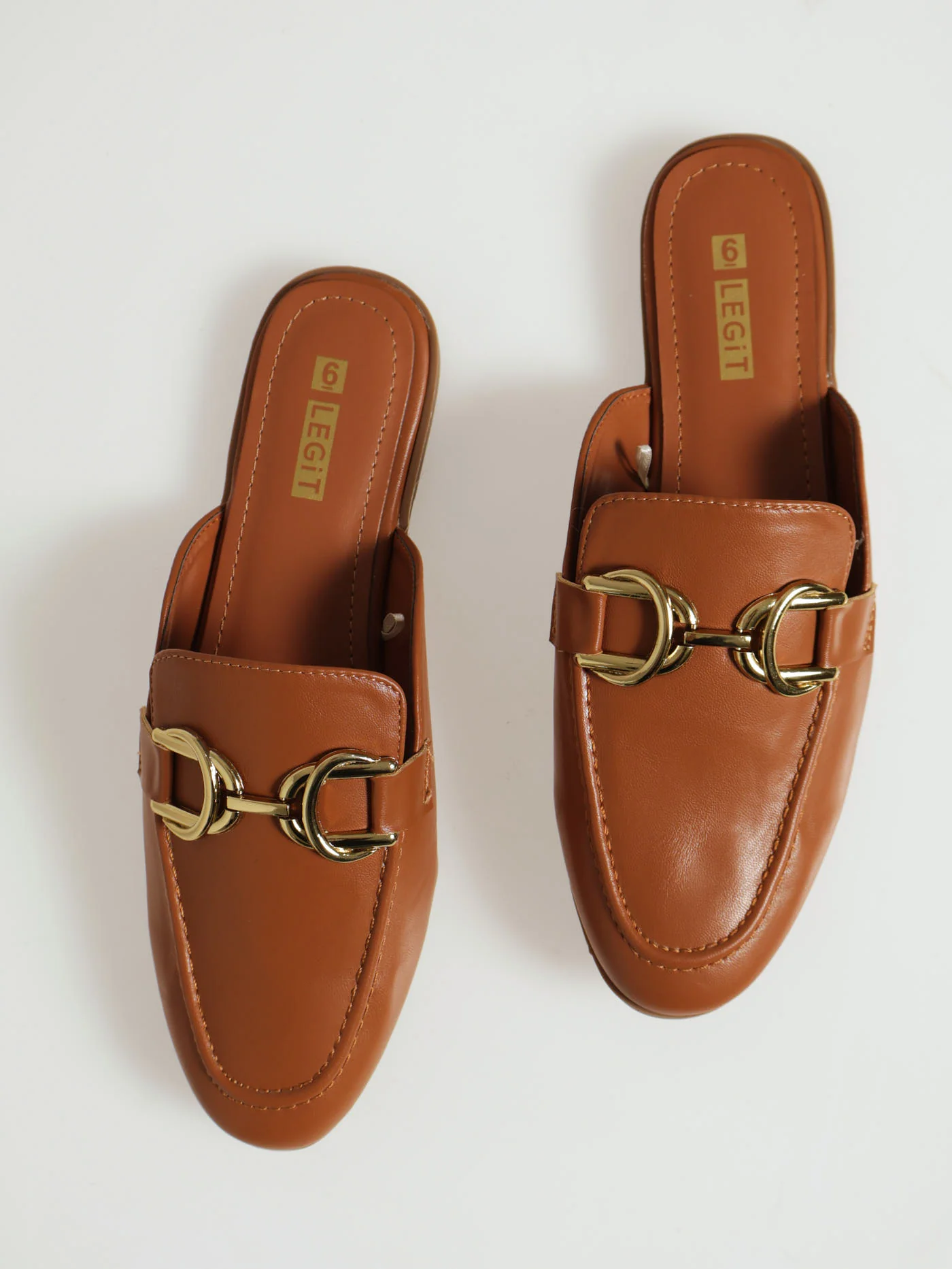 Push In Loafer With Gold Link Trim - Tan - Image 4