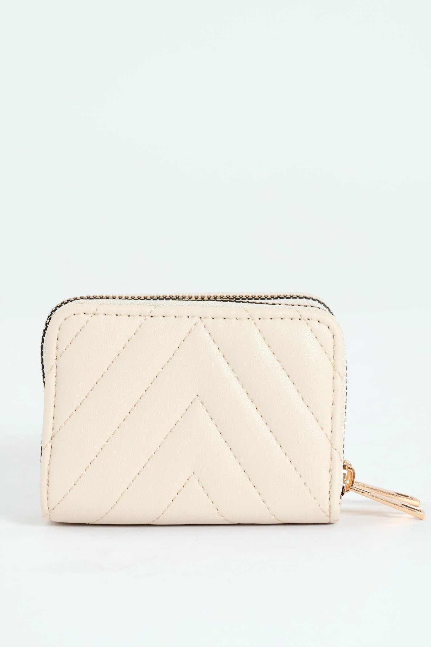 Quilted Lion Pendant Double Zip Wallet - Cream - Image 3