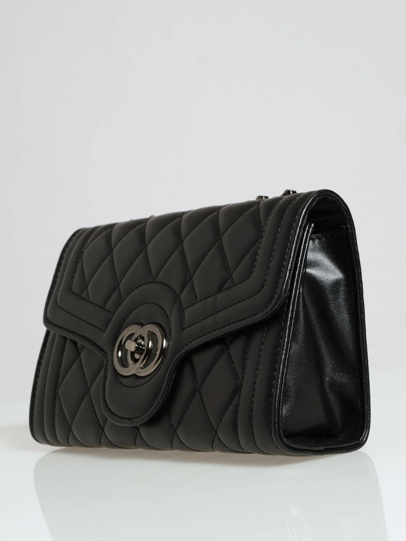 Quilted Monogram Plaque Satchel Bag - Black - Image 3