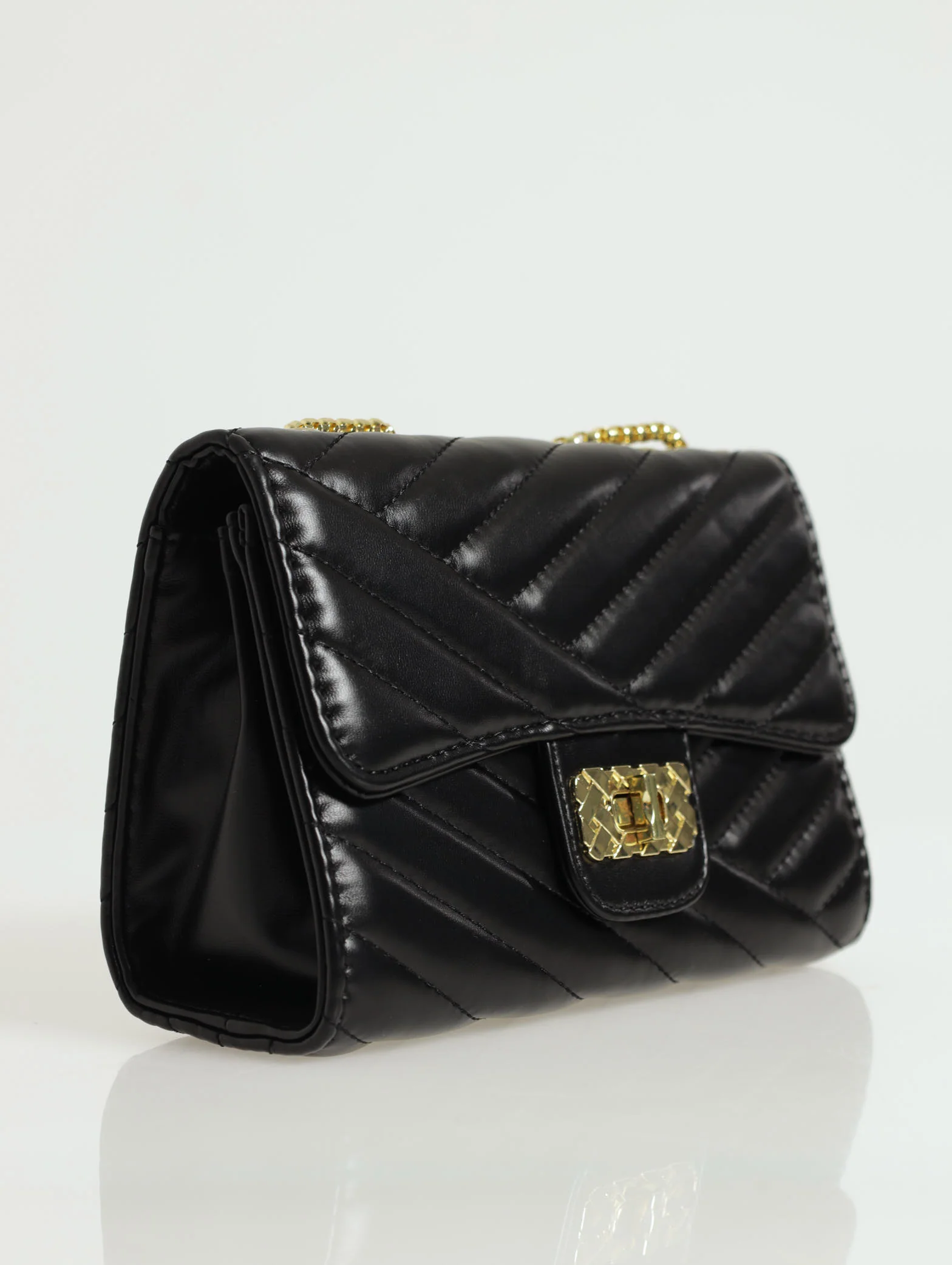 Quilted Rectangular Clasp Satchel - Image 2