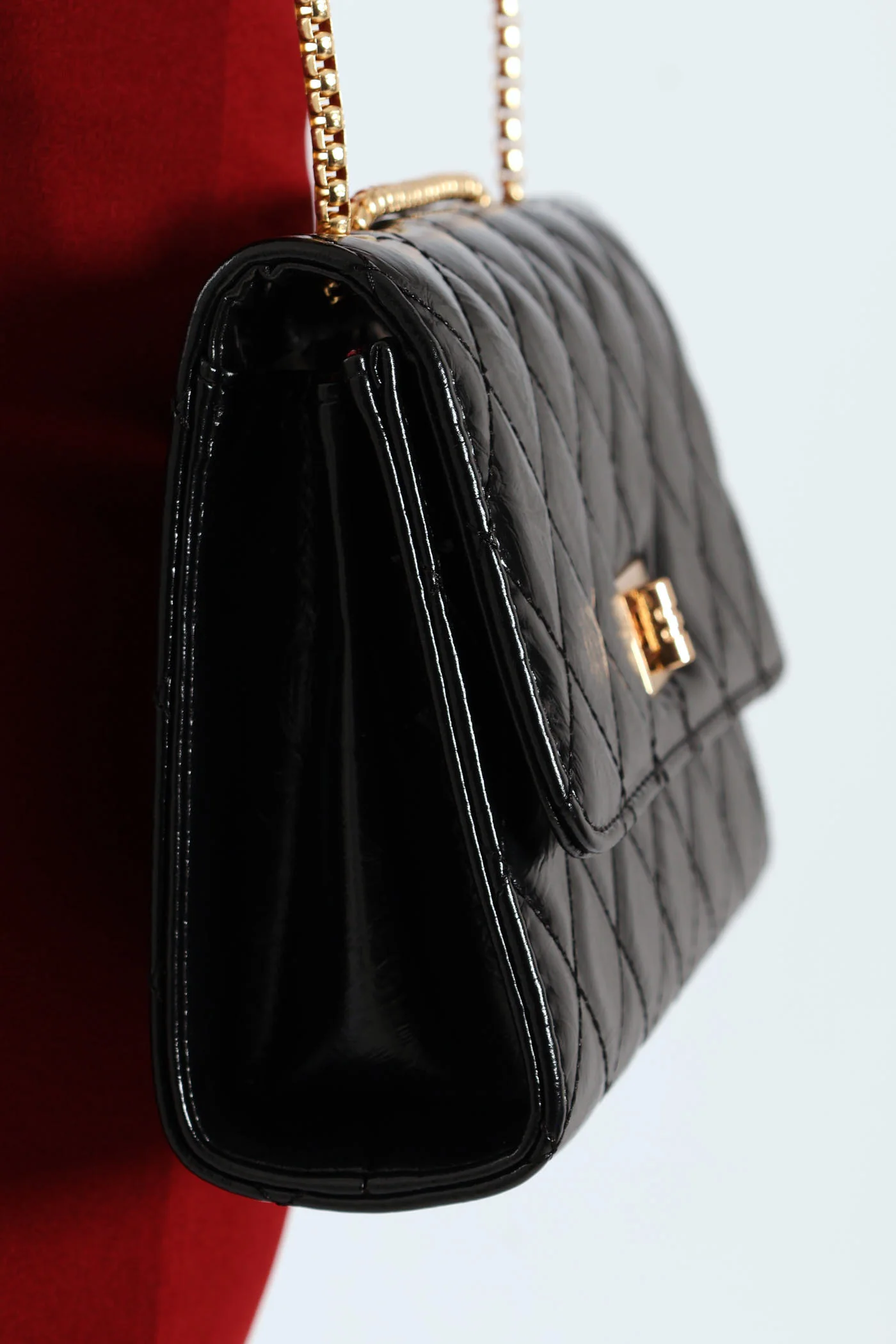 Quilted Satchel Bag - Black - Image 3