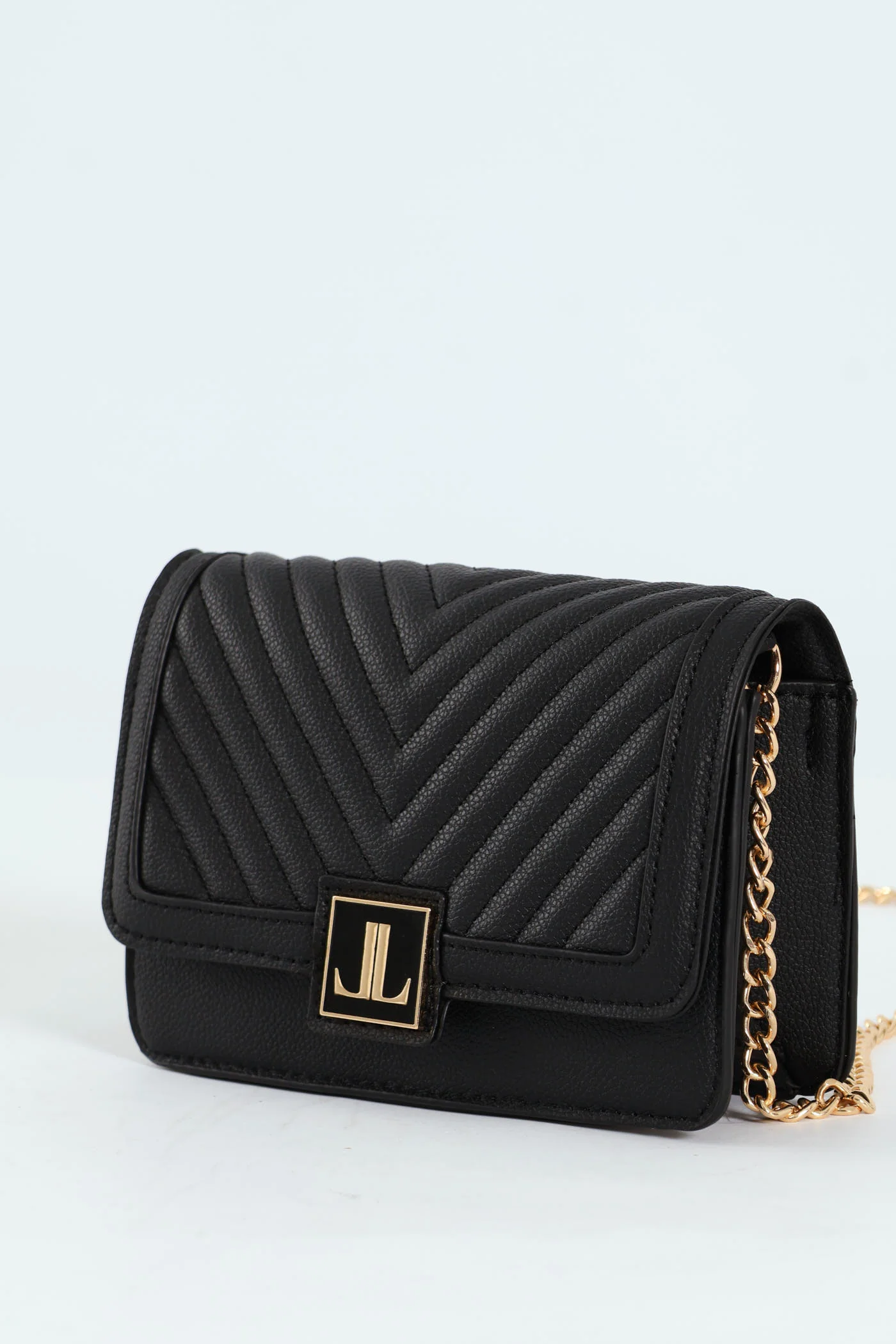 Quilted Scarf Detail Satchel Bag - Black