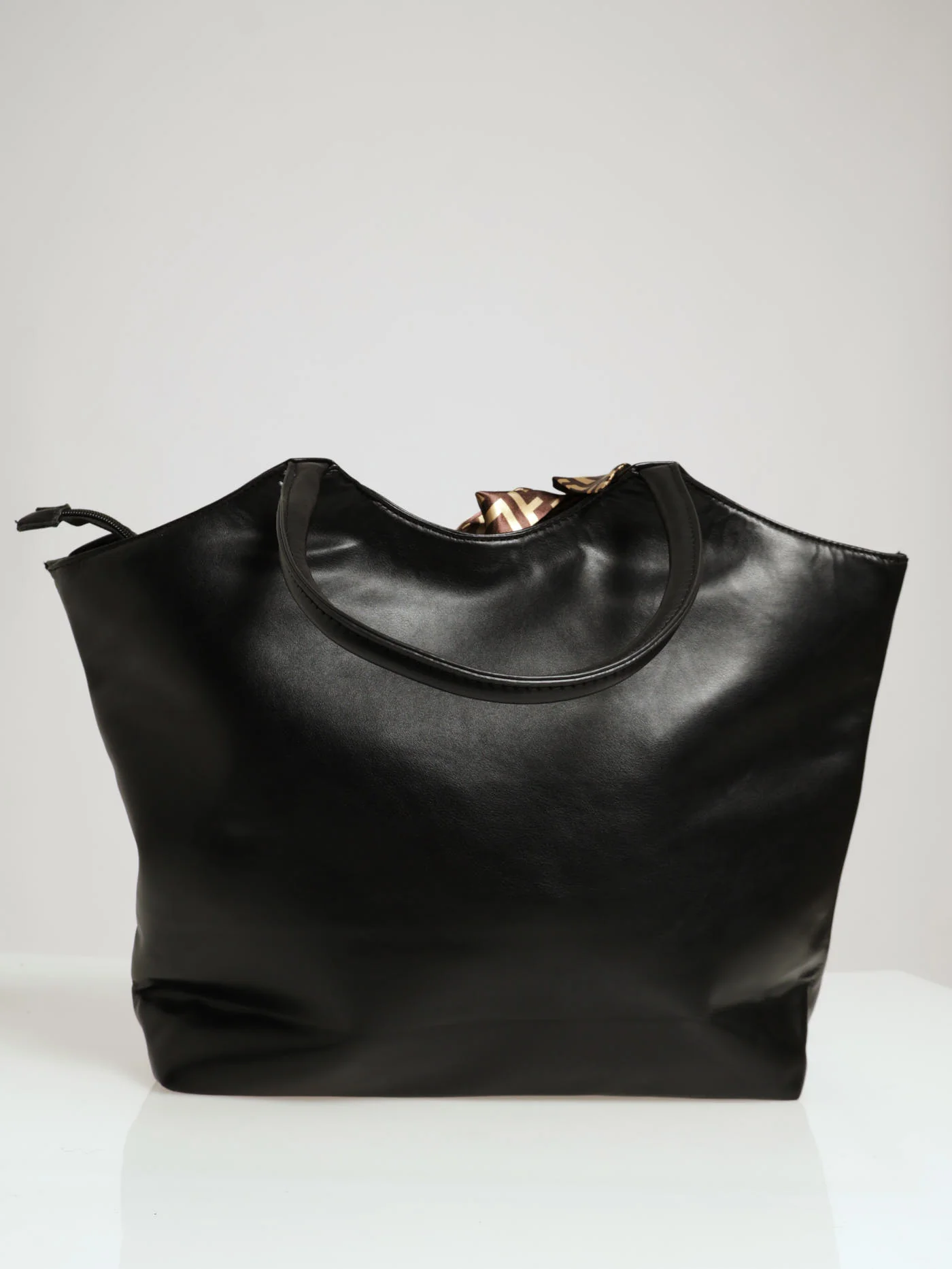 Quilted Scarf Detail Shopper Bag - Black - Image 4