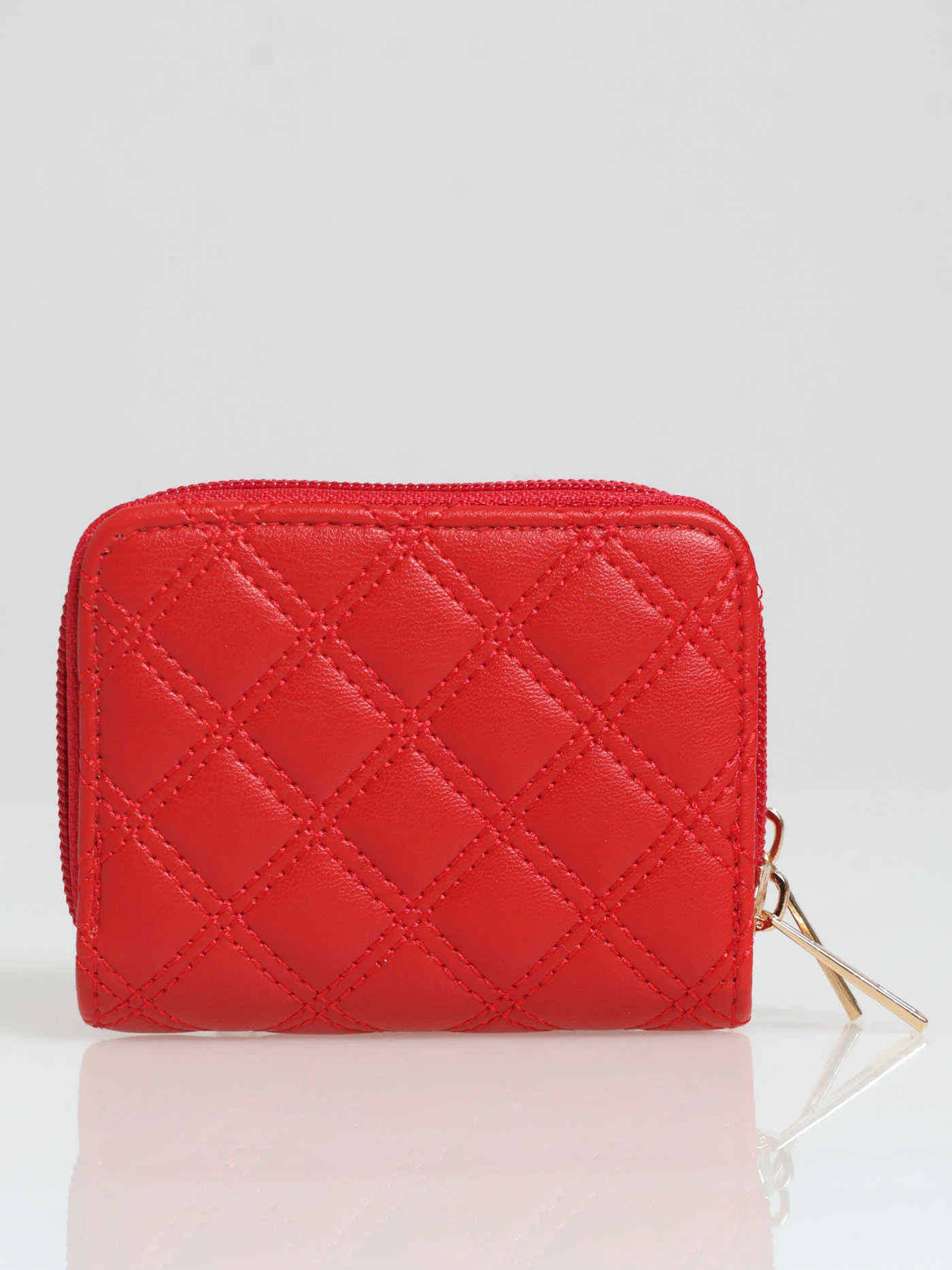 Quilted Stud Double Zip Wallet - Red - Image 2