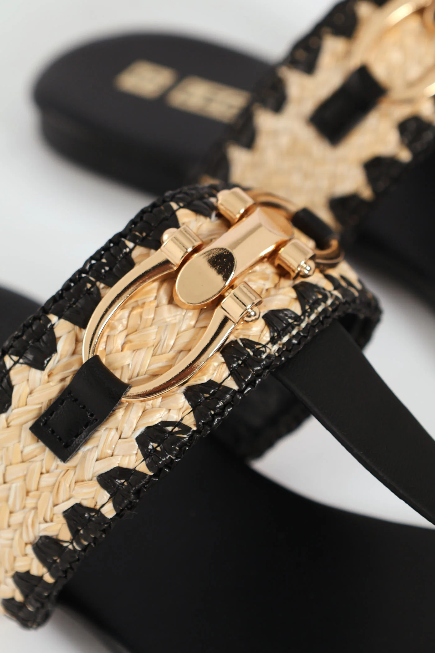 Raffia Thong Sandal - Black - Image 3