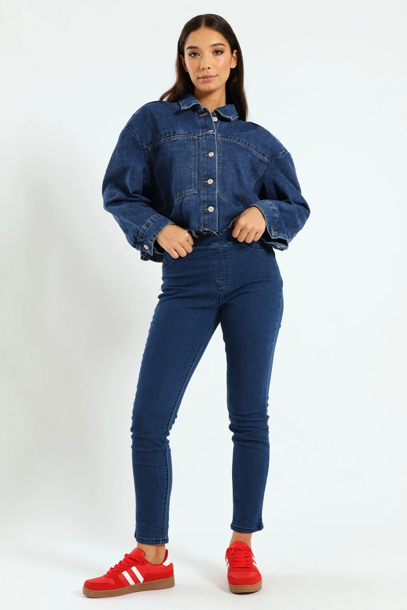 Raw Hem Cropped Shacket - Ink - Image 5
