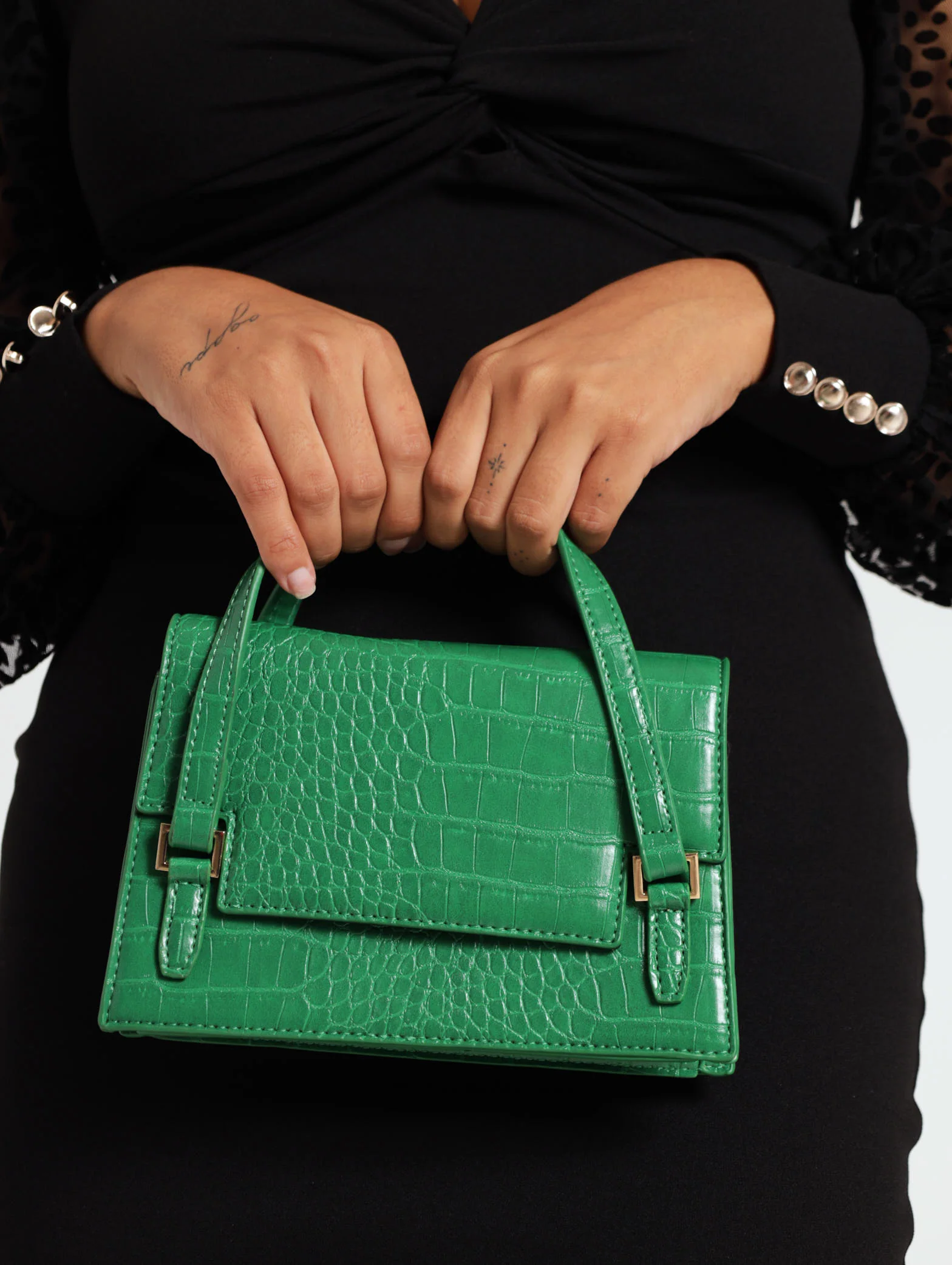 Rectangular Mini Satchel With Buckle Detail