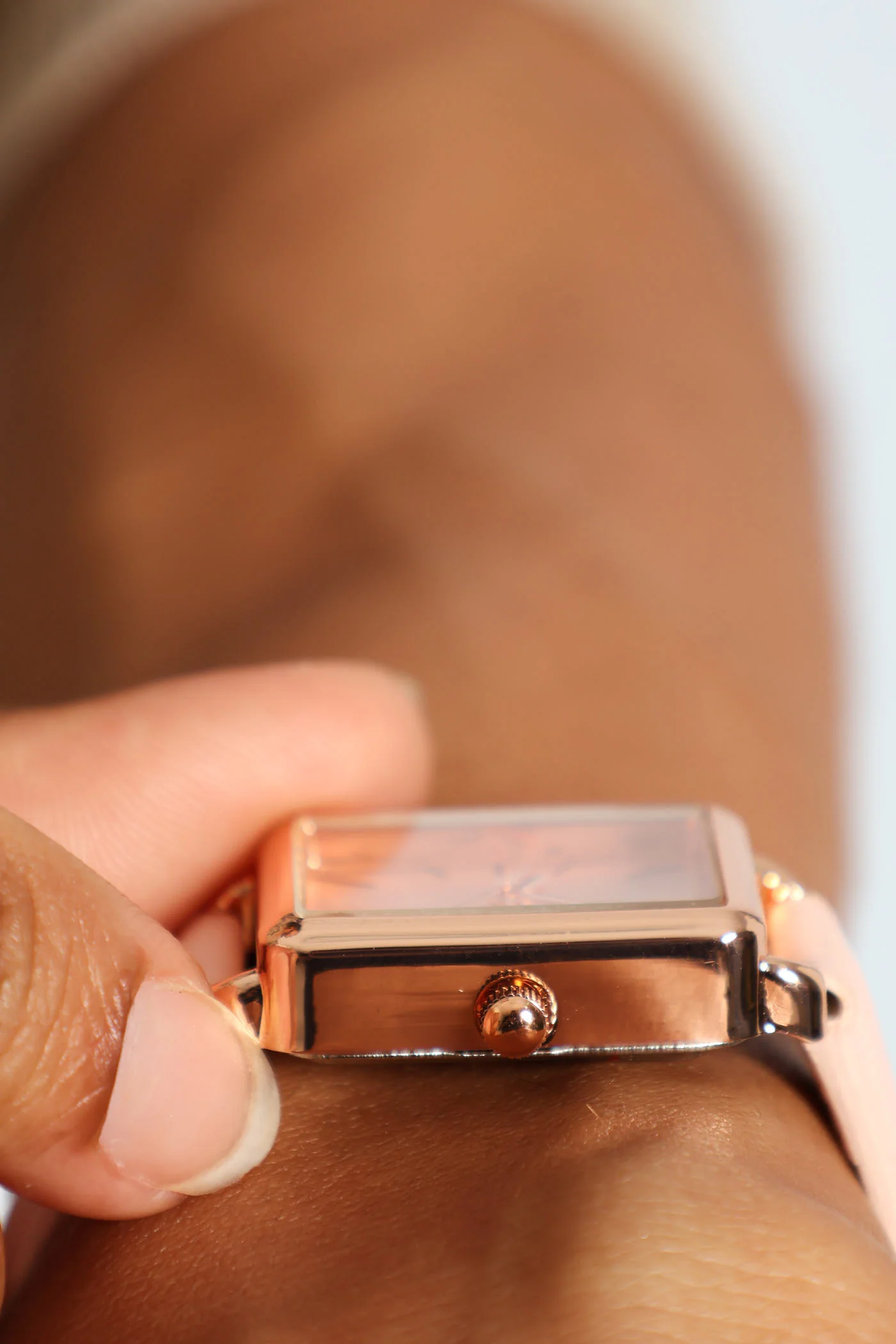 Rectangular Dial Minimal Watch - Pink - Image 3
