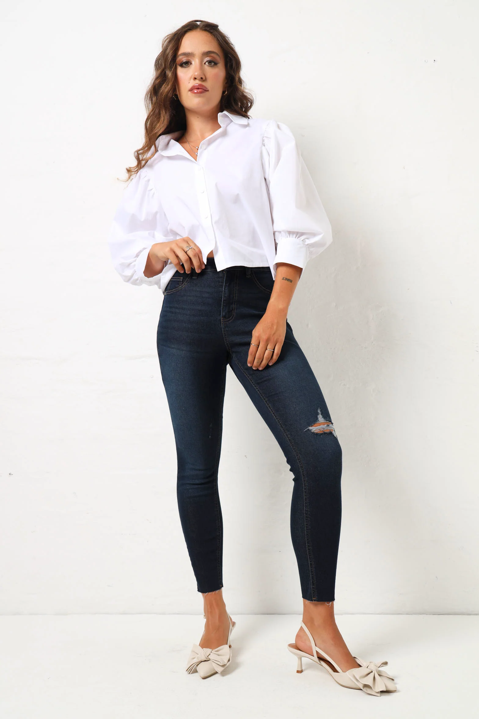 Regular Rise Abraised Skinny Jean - Dark Wash - Image 2