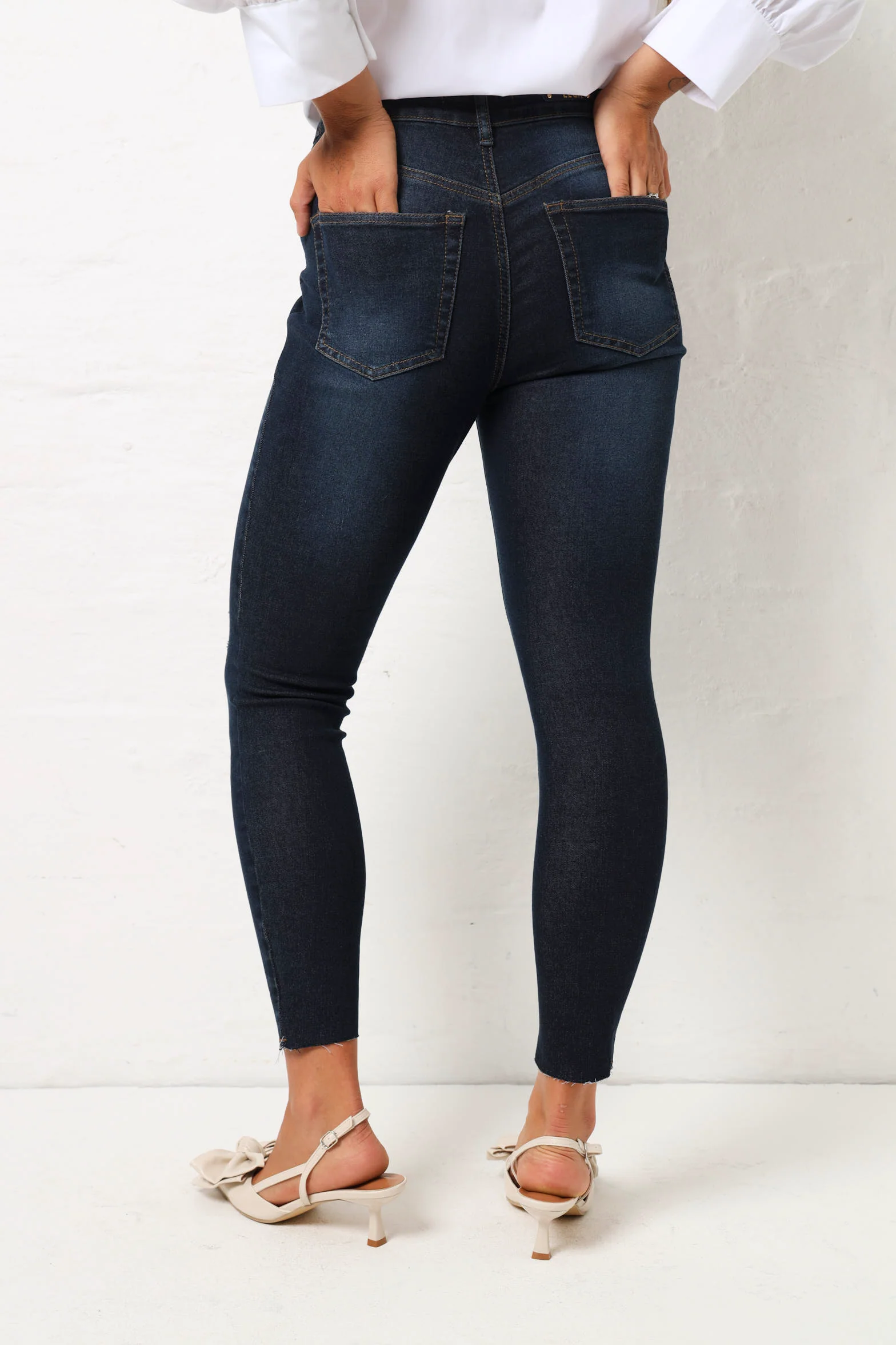 Regular Rise Abraised Skinny Jean - Dark Wash - Image 4