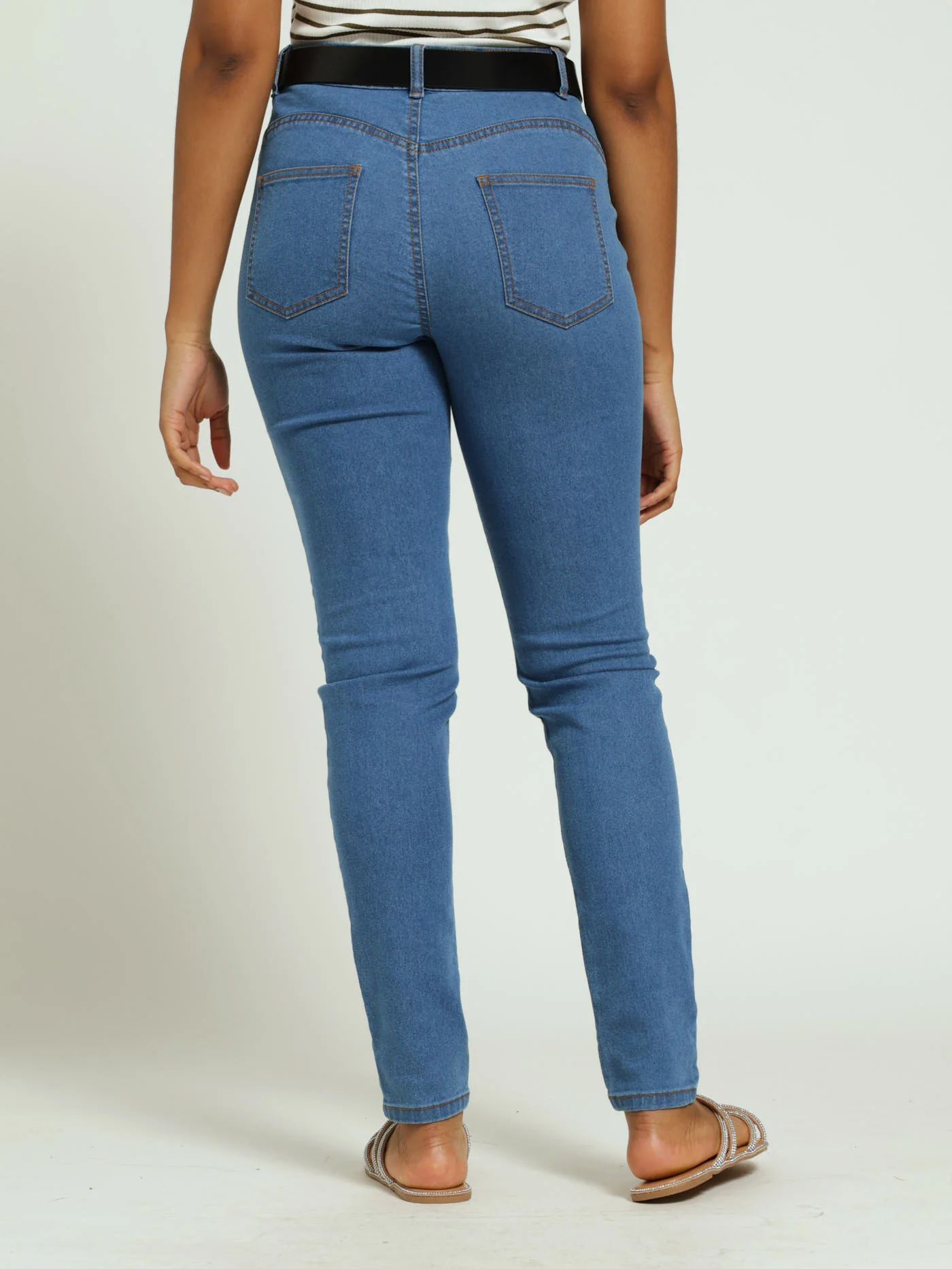 Regular Rise Ankle Grazer Skinny Jeans - Stonewash - Image 3