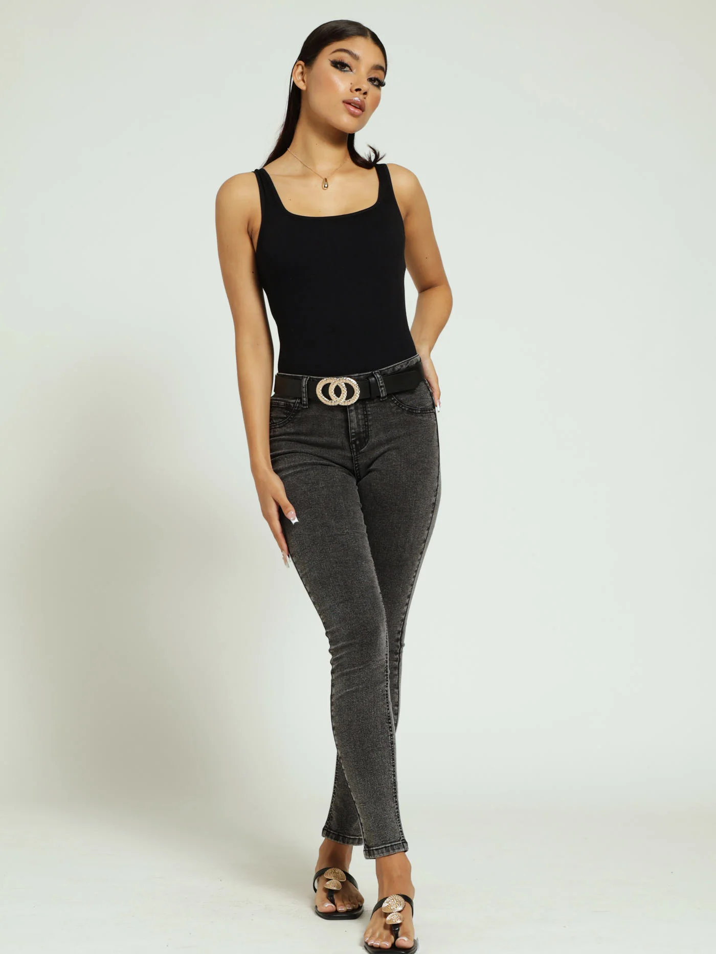 Regular Rise Push-Up Black Acid Denim Jean - Image 2