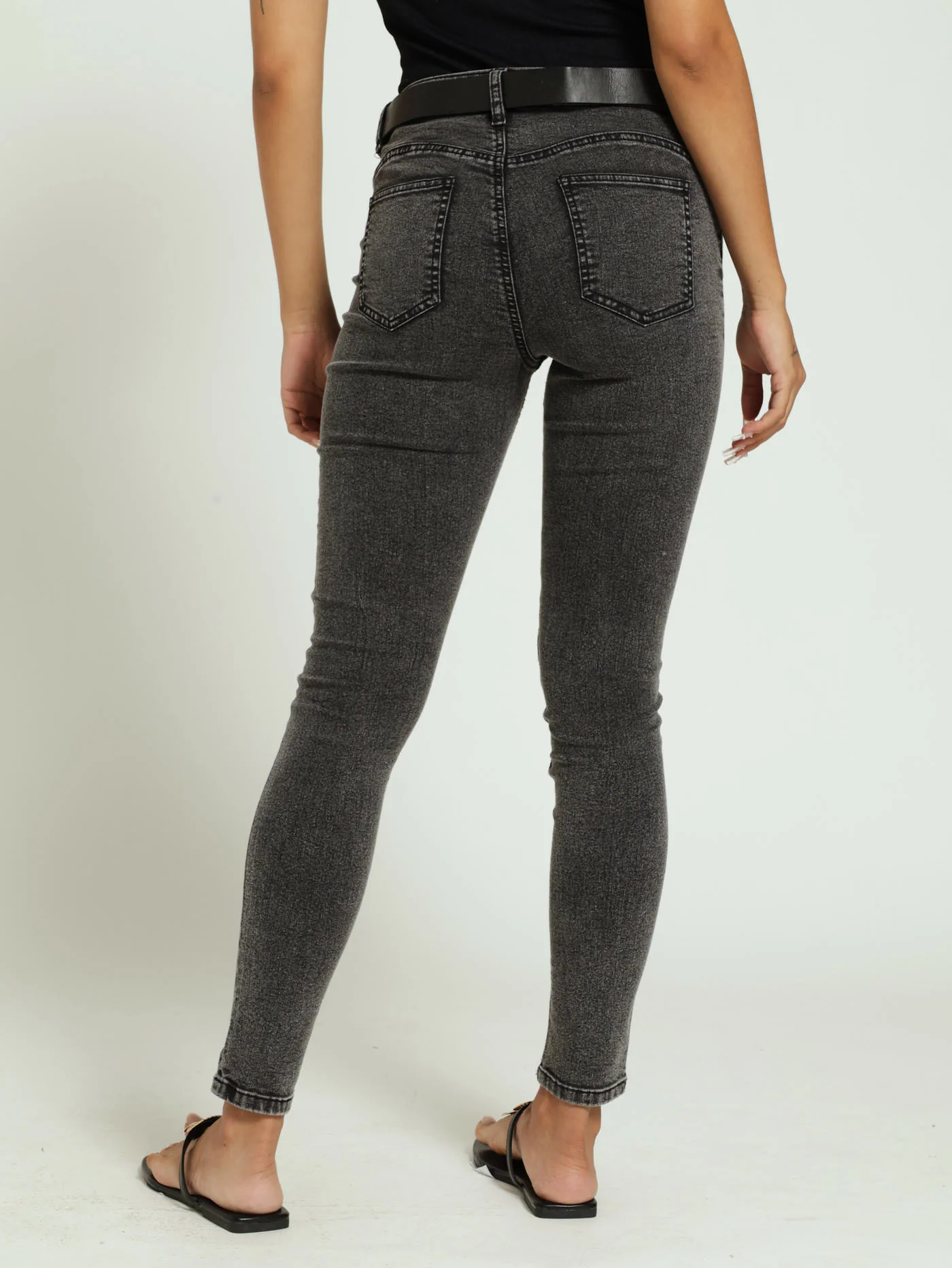 Regular Rise Push-Up Black Acid Denim Jean - Image 4