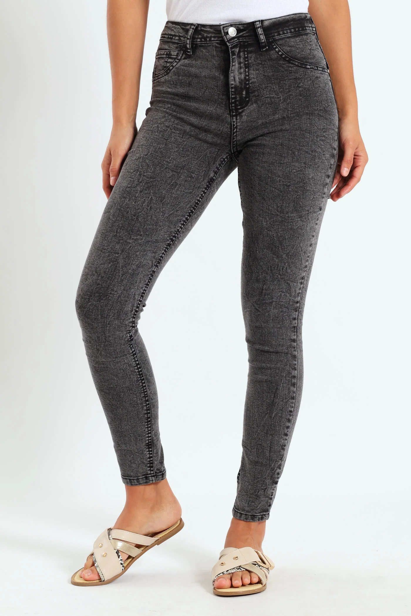 Regular Rise Push-Up Skinny Jean - Black Acid