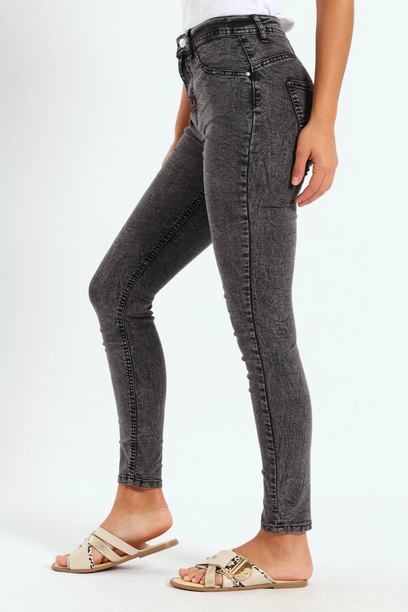 Regular Rise Push-Up Skinny Jean - Black Acid - Image 3