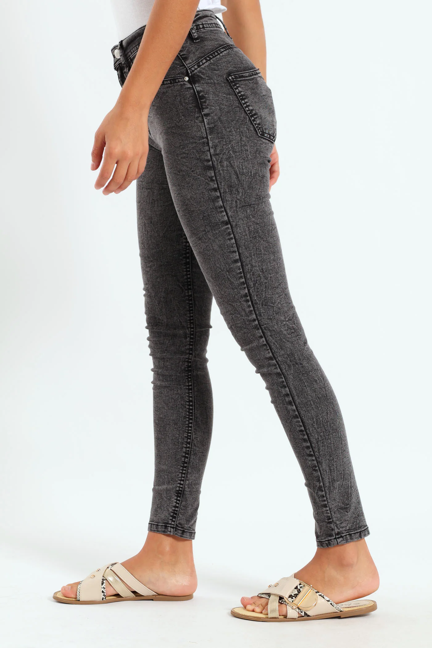 Regular Rise Push-Up Skinny Jean - Black Acid - Image 4