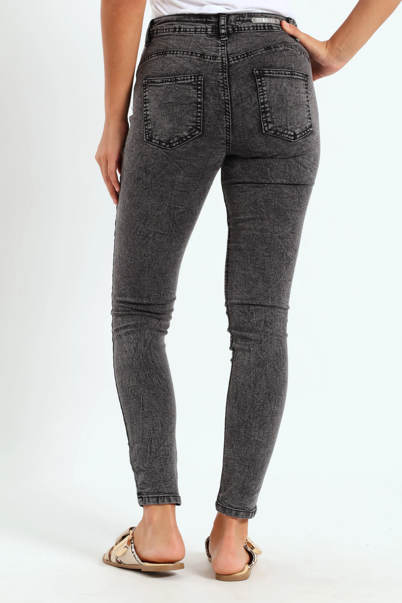 Regular Rise Push-Up Skinny Jean - Black Acid - Image 5