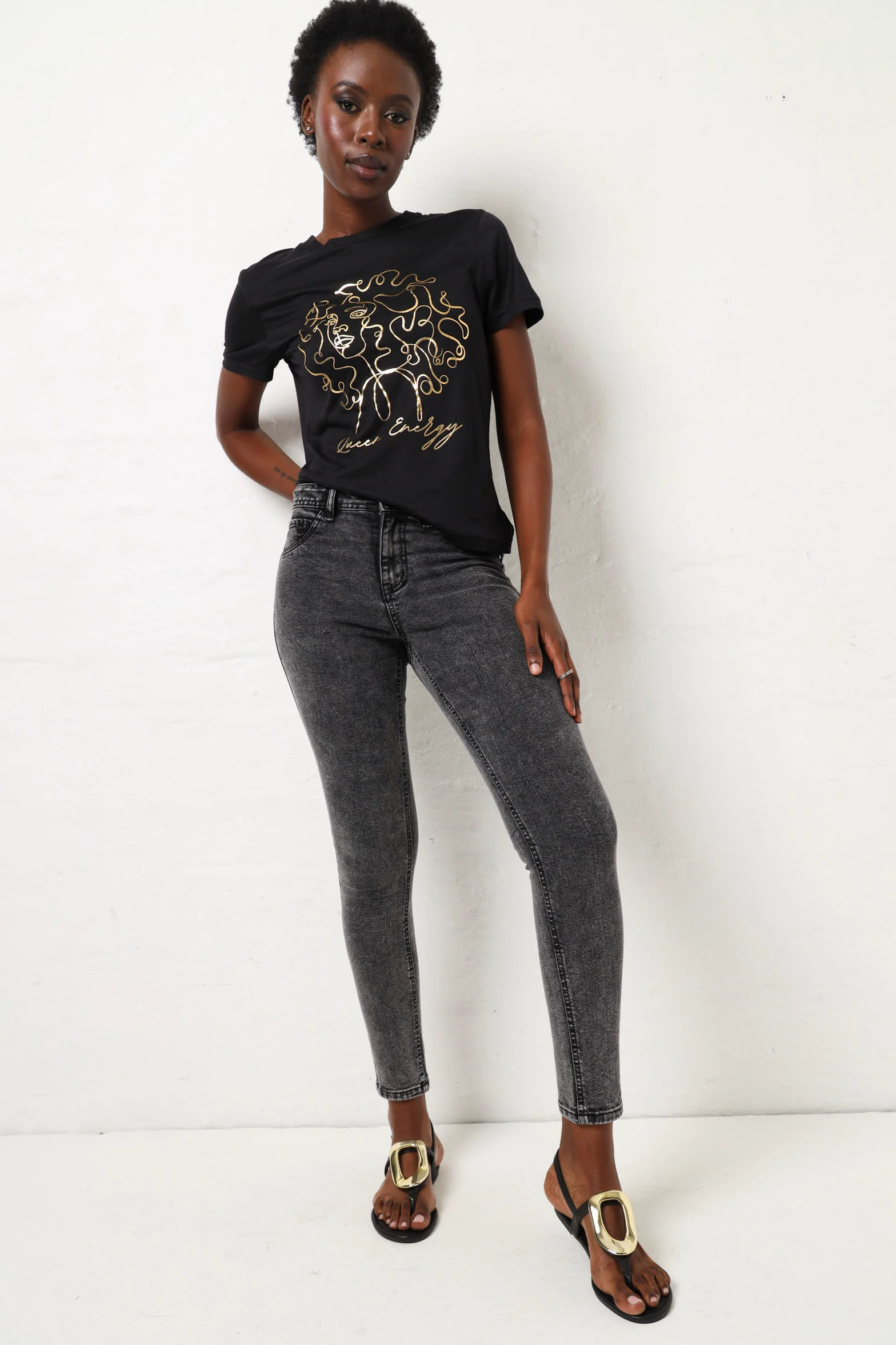 Regular Rise Push-Up Skinny Jean - Black Acid - Image 6