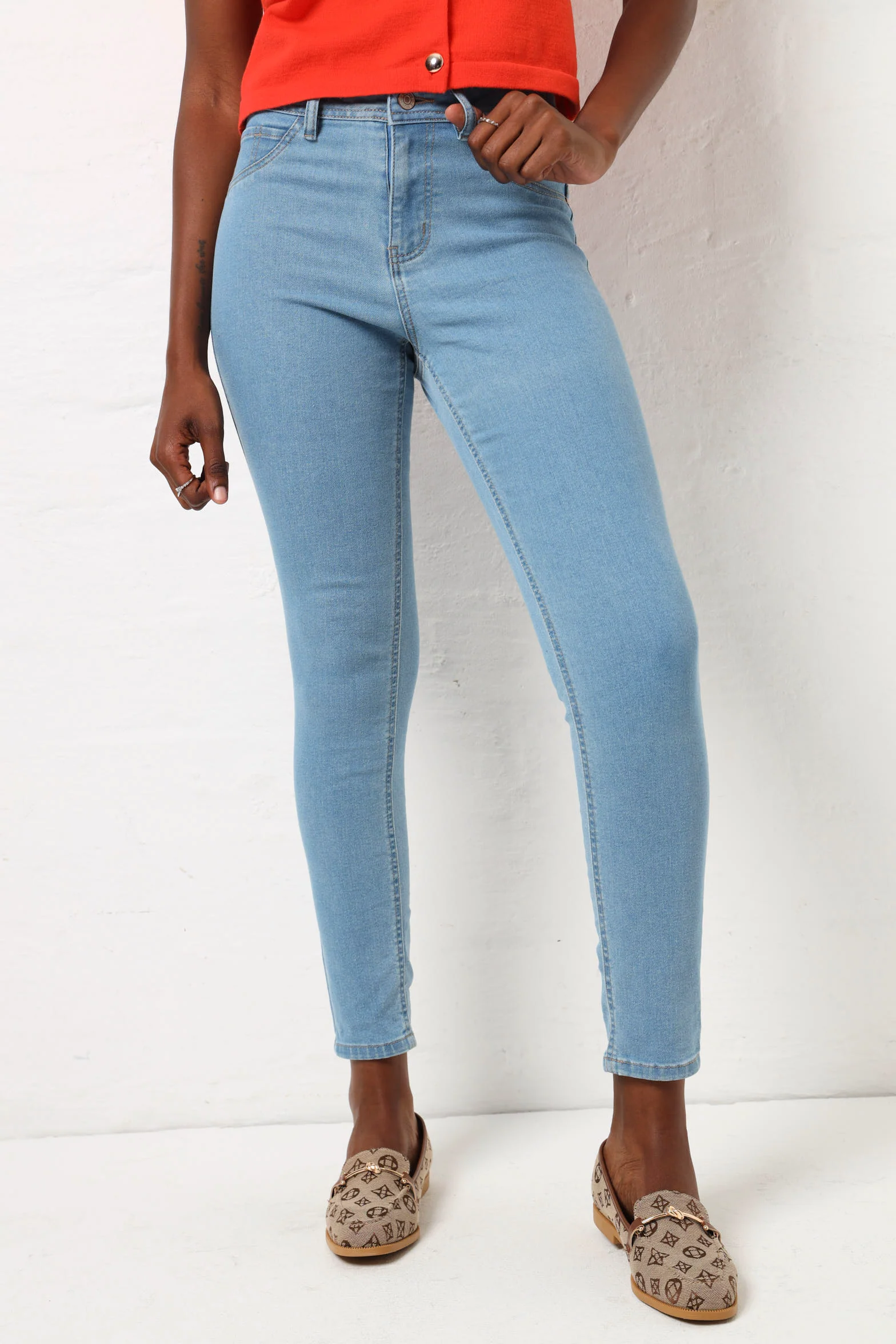 Regular Rise Push-Up Skinny - Light Blue