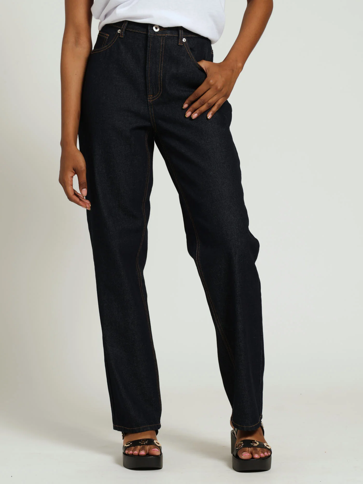 Regular Rise Straight Leg Denim Jean - Ink