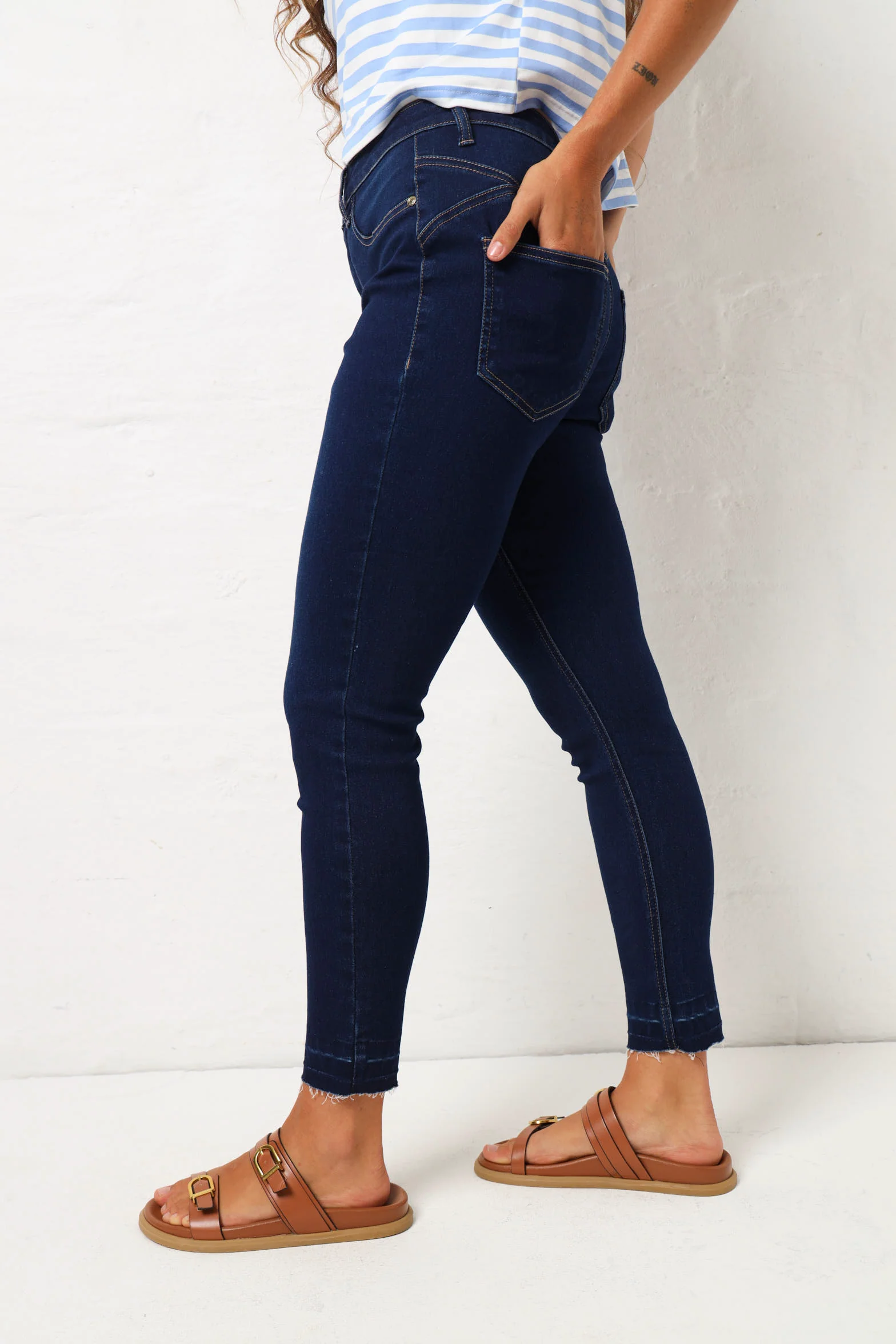 Release Hem Ankle Grazer Jean - Dark Wash - Image 3