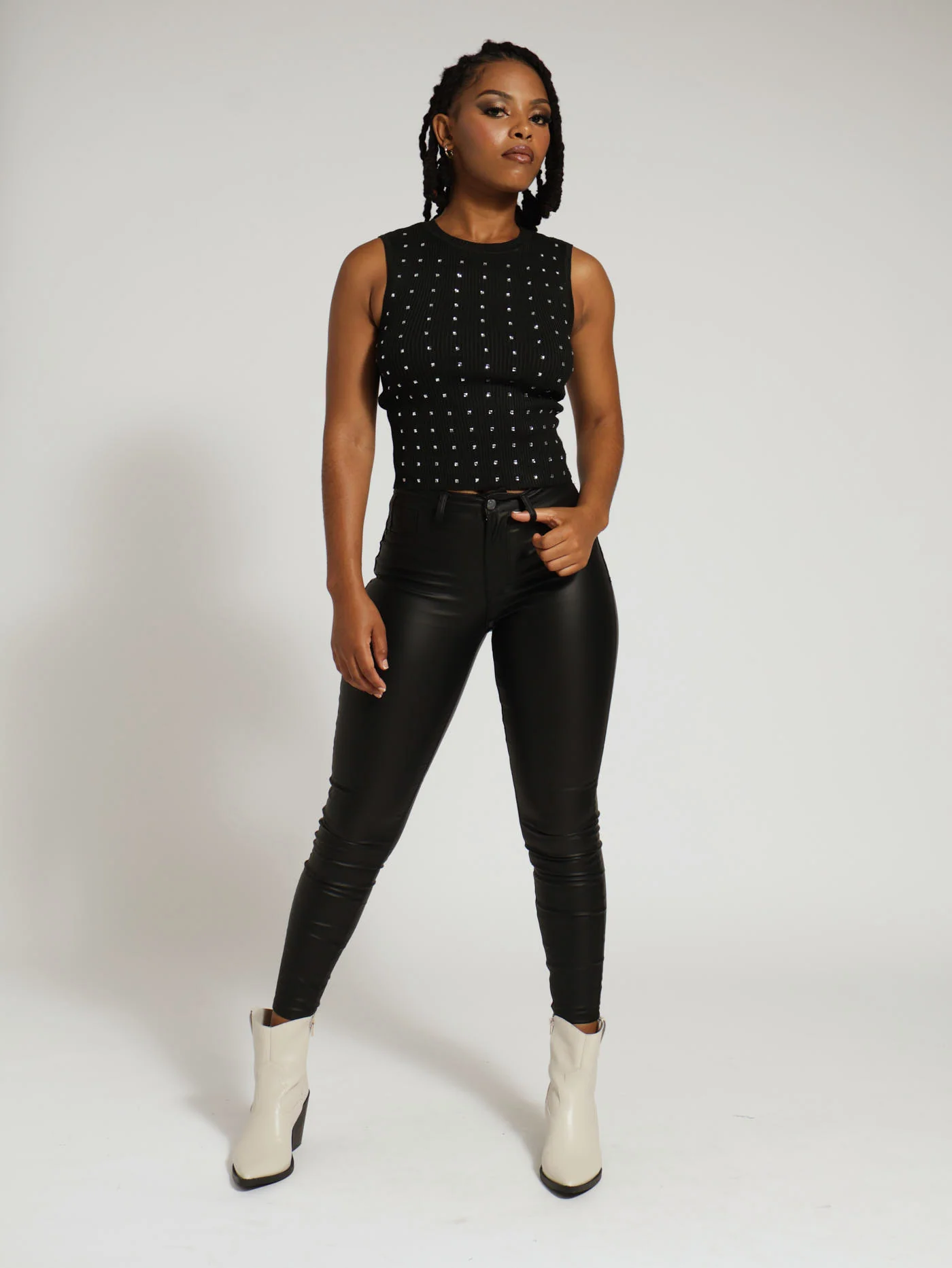 Rhinestone Top - Black - Image 4