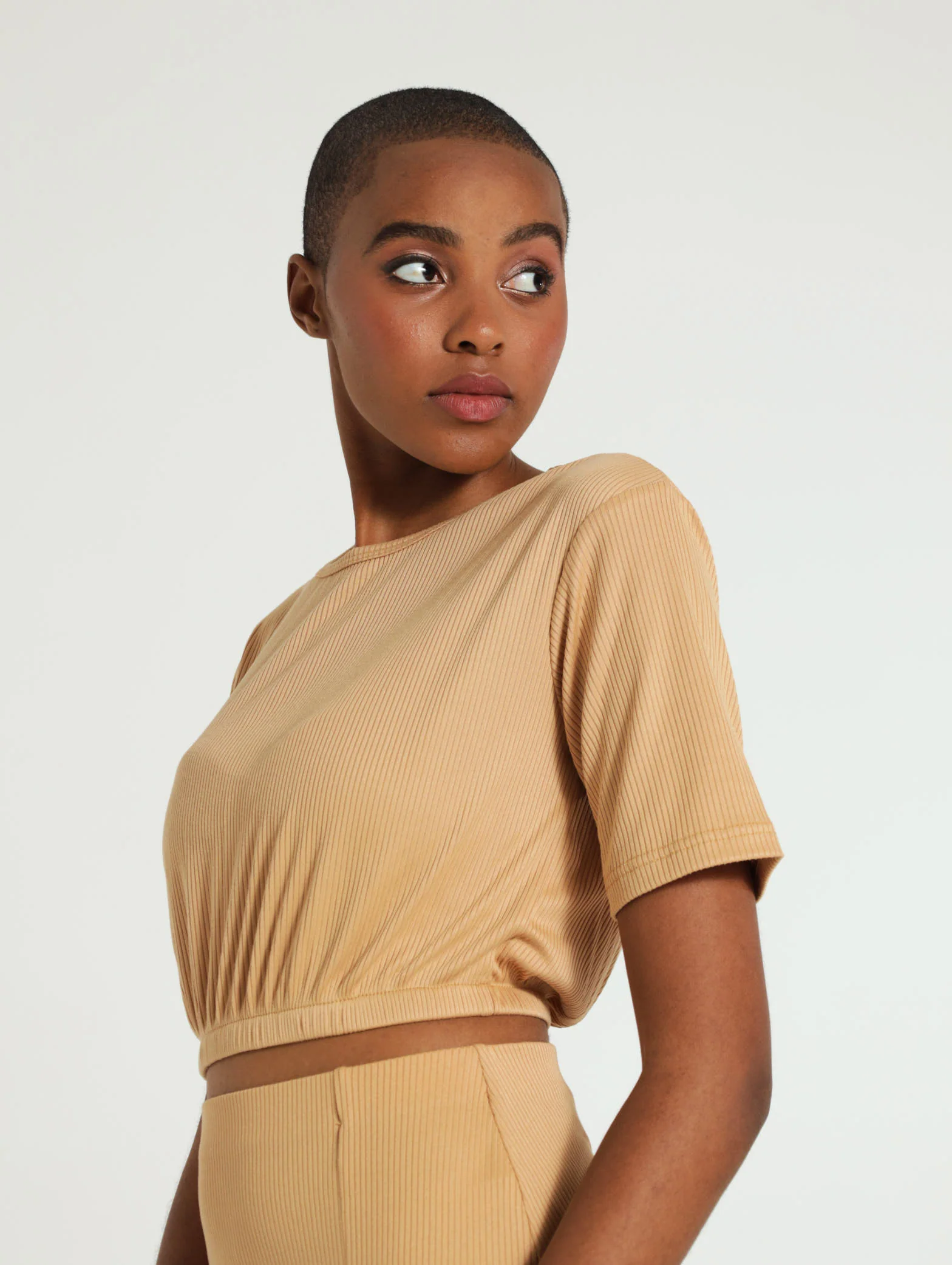 Rib Elastic Waist Crop - Image 3