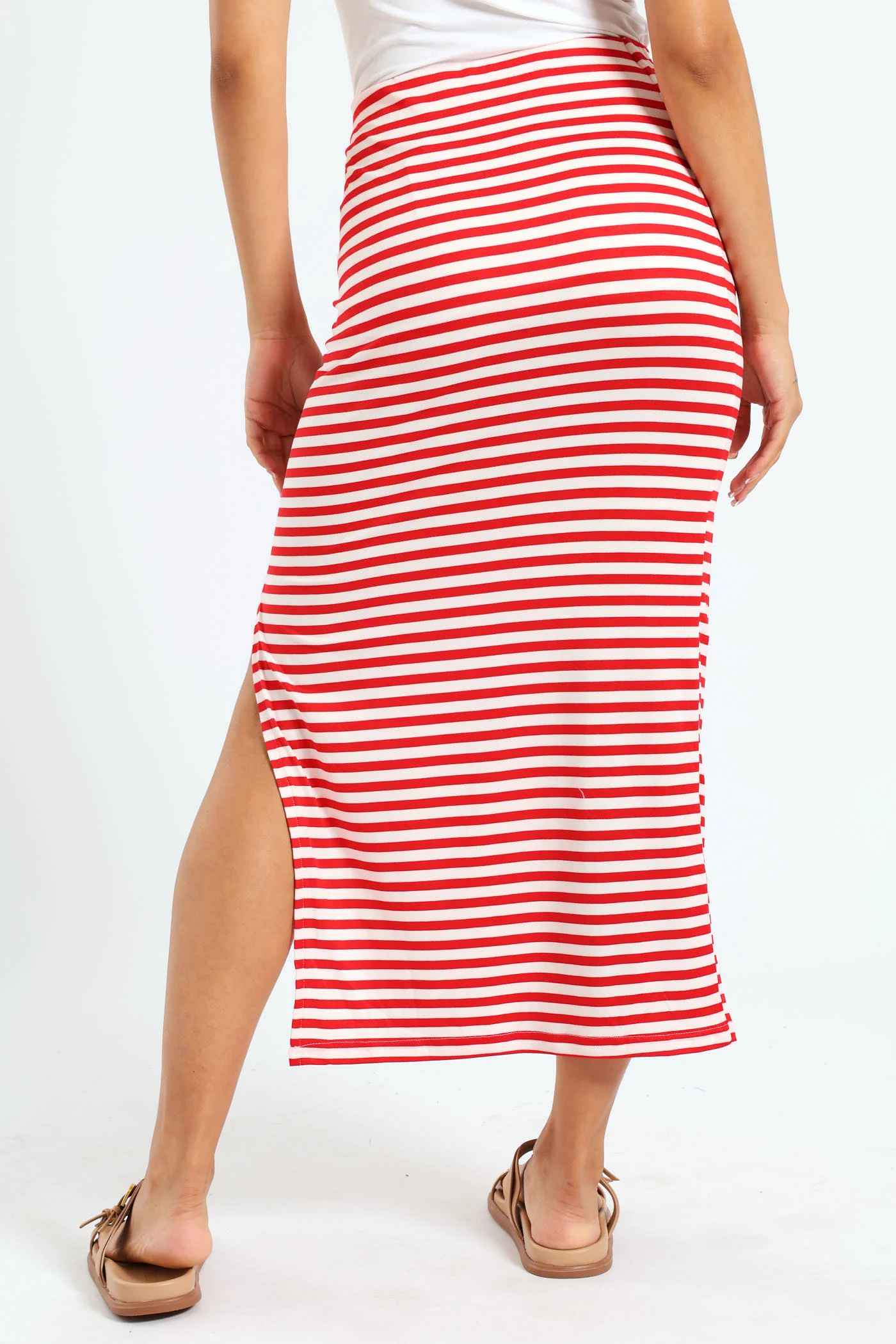 Rib Stripe Skirt - White/Red - Image 3